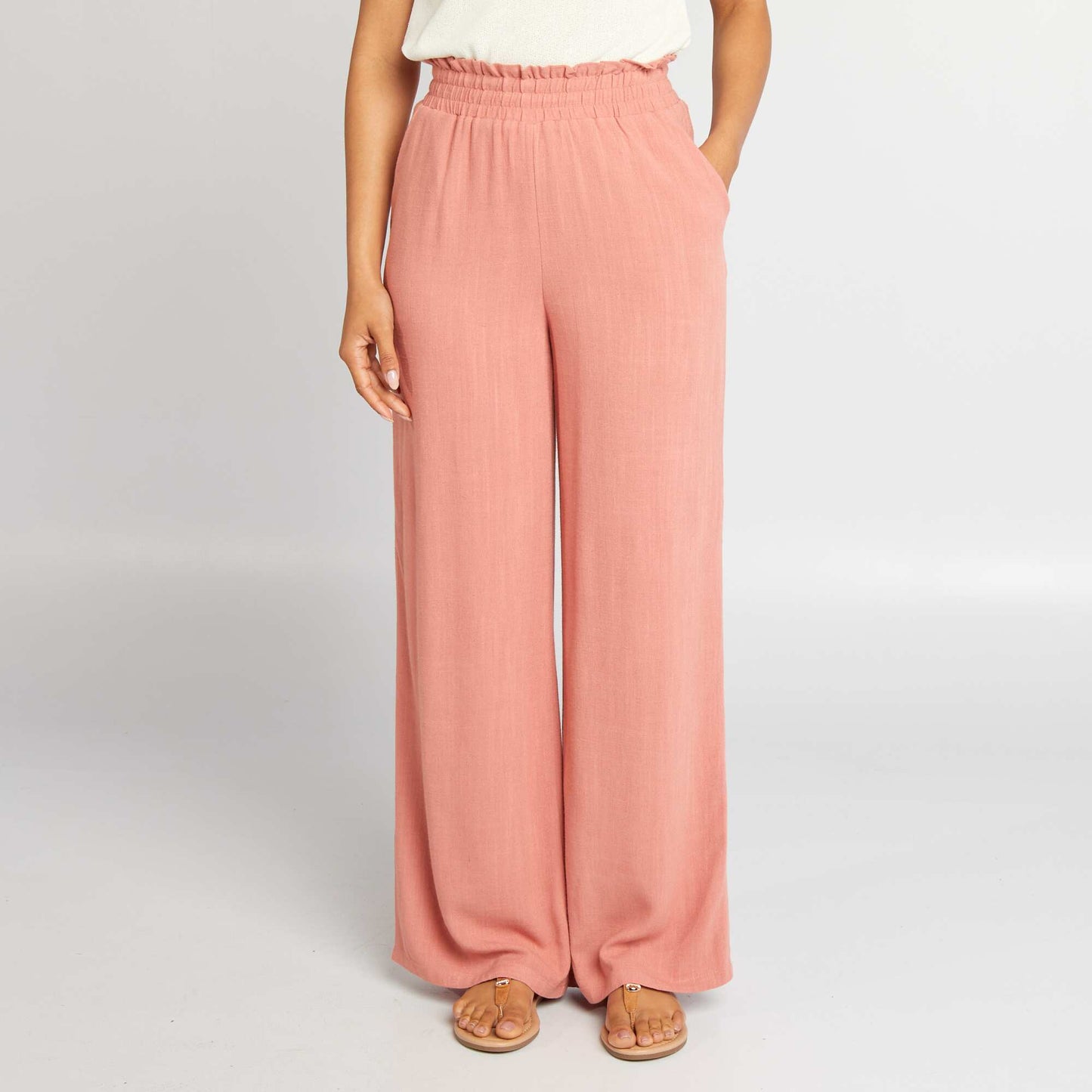 Pantalon large en lin m lang  Rose