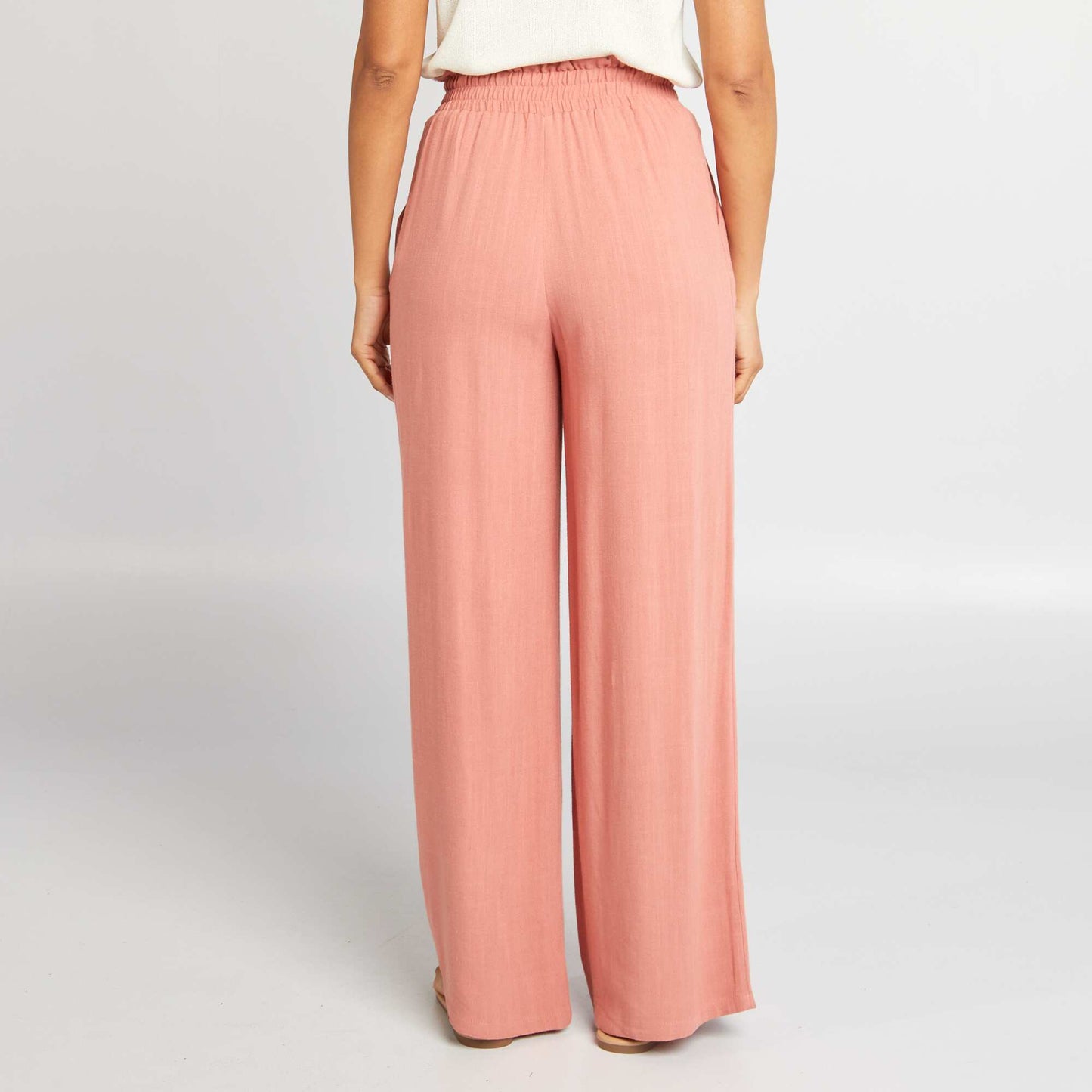 Pantalon large en lin m lang  Rose