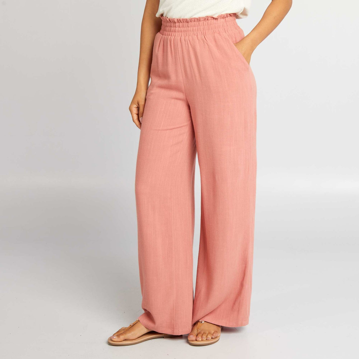 Pantalon large en lin m lang  Rose