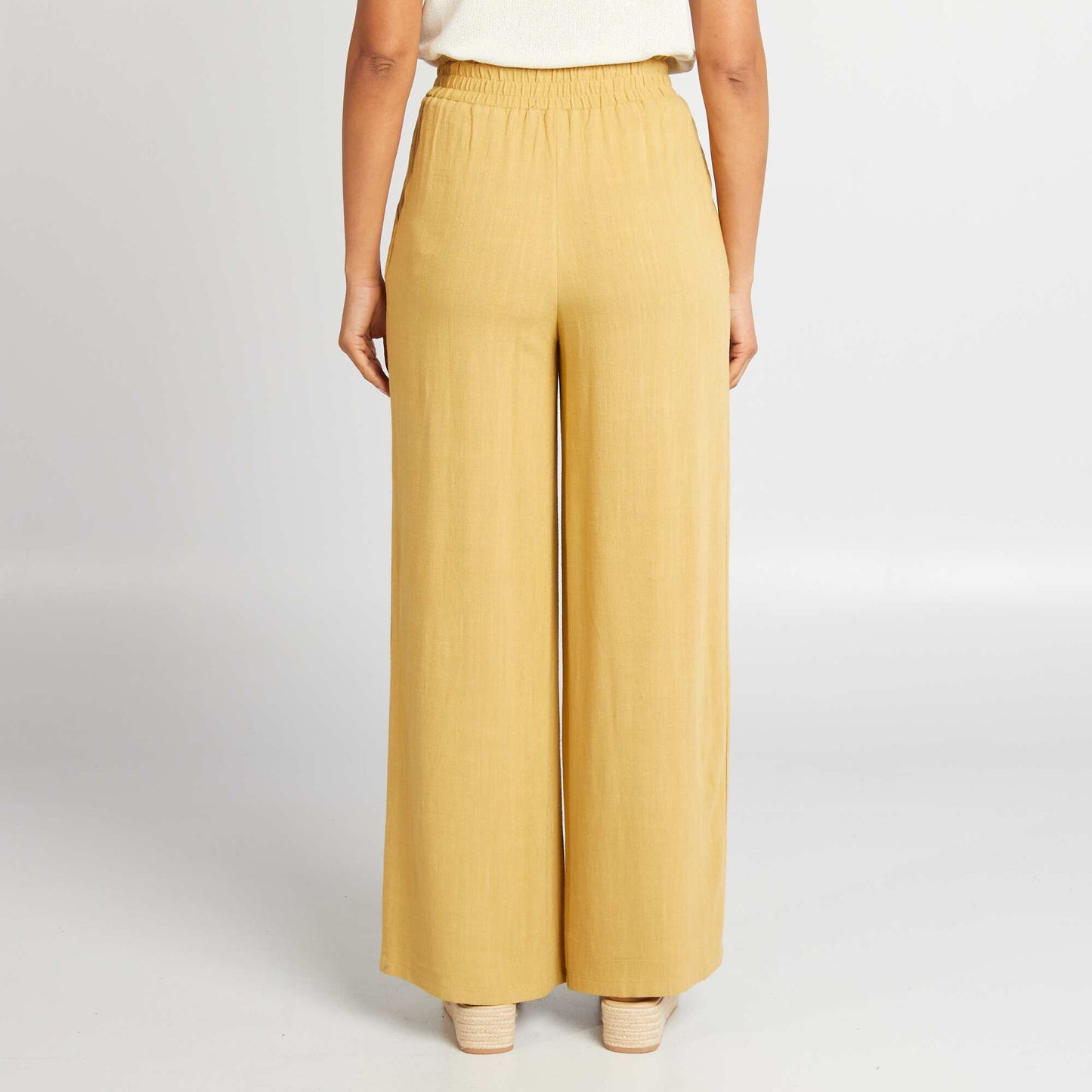 Pantalon large en lin m lang  Jaune vert