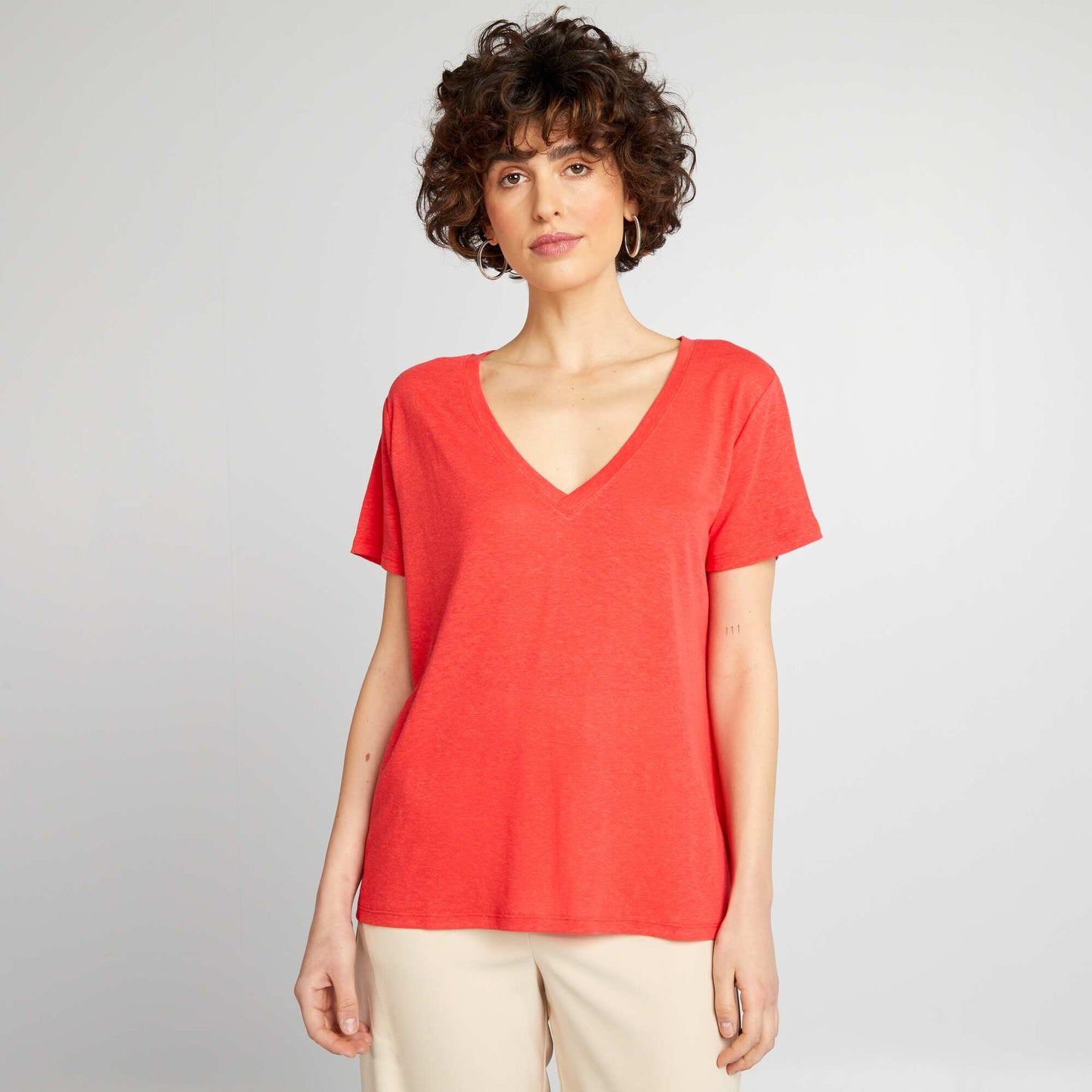 T-shirt basique manches courtes rouge