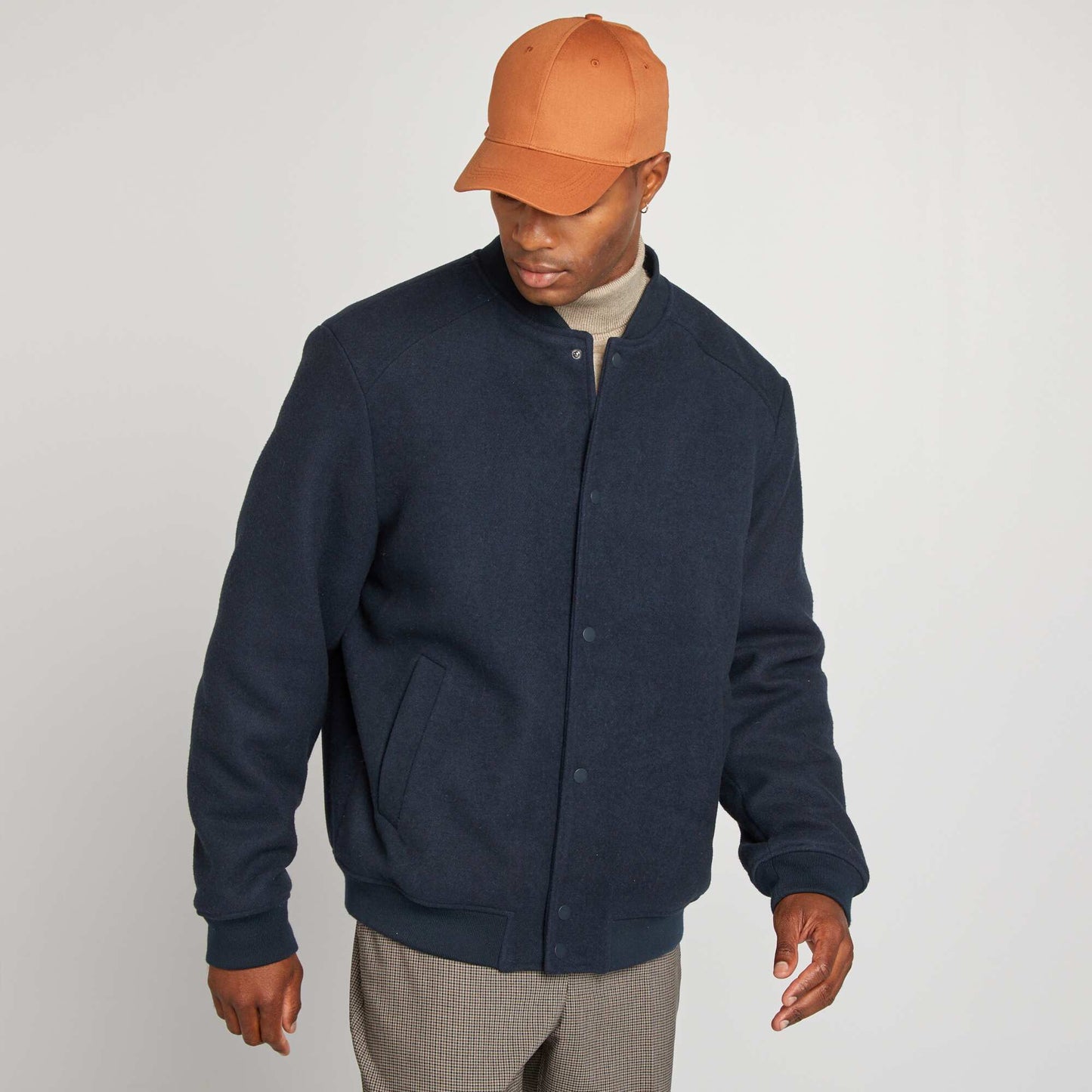 Blouson aviateur en lainage Bleu marine