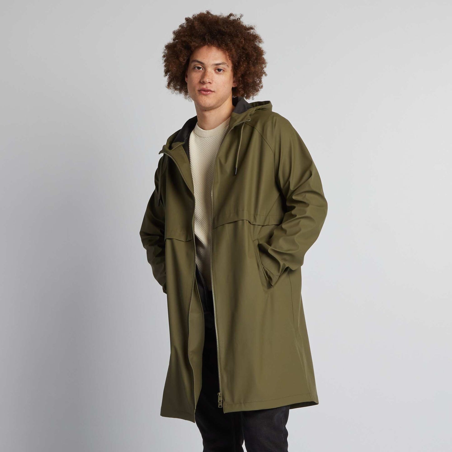 Parka d perlante   coupe longue avec capuche Kaki