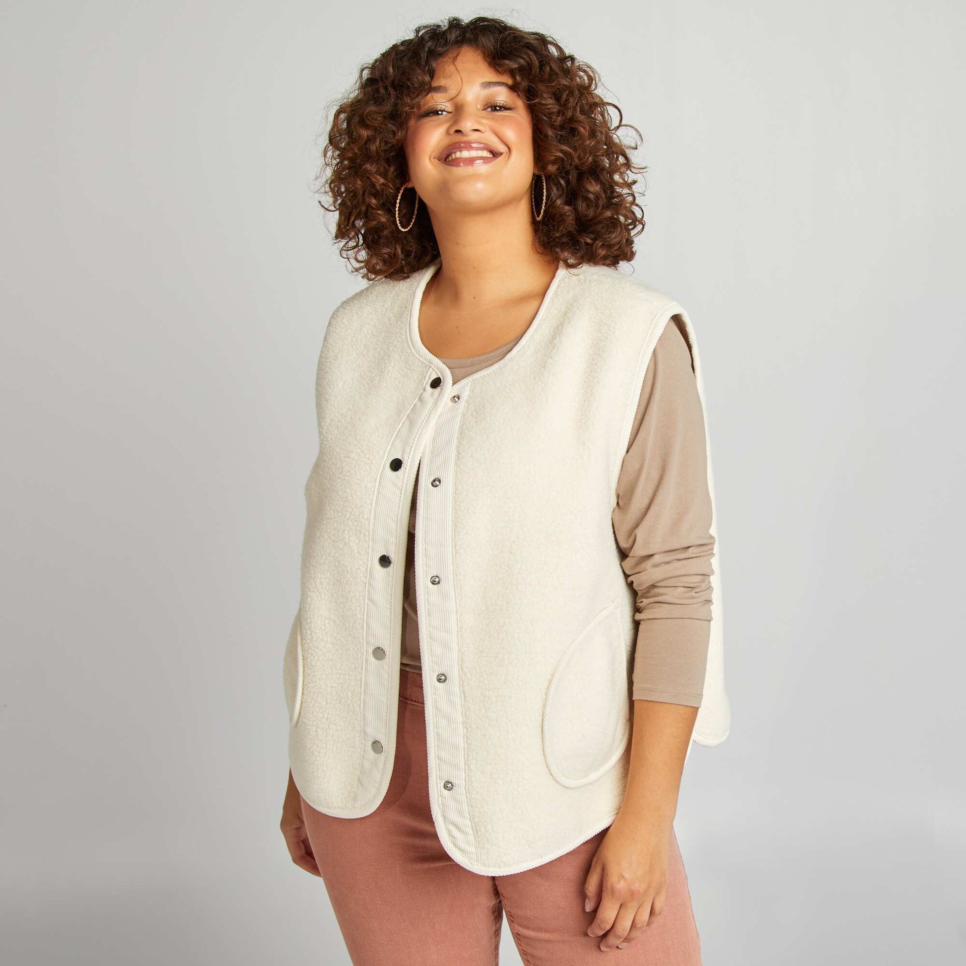 Veste sans manches effet moutonn Blanc