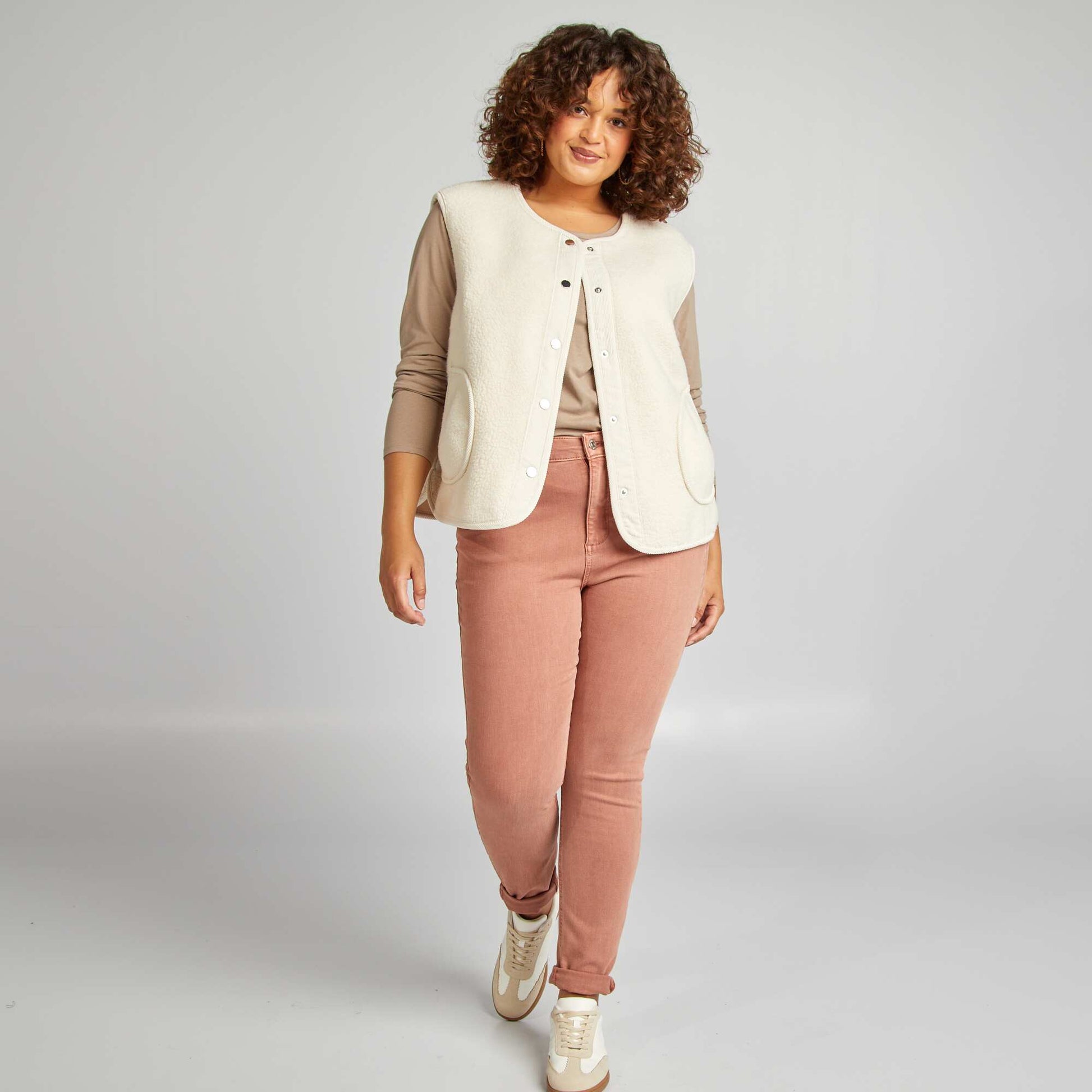 Veste sans manches effet moutonn Blanc