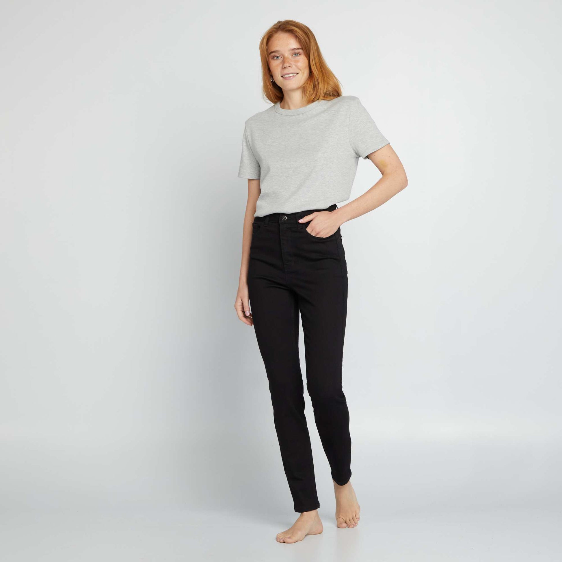 Jean skinny à taille haute - L28 NOIR