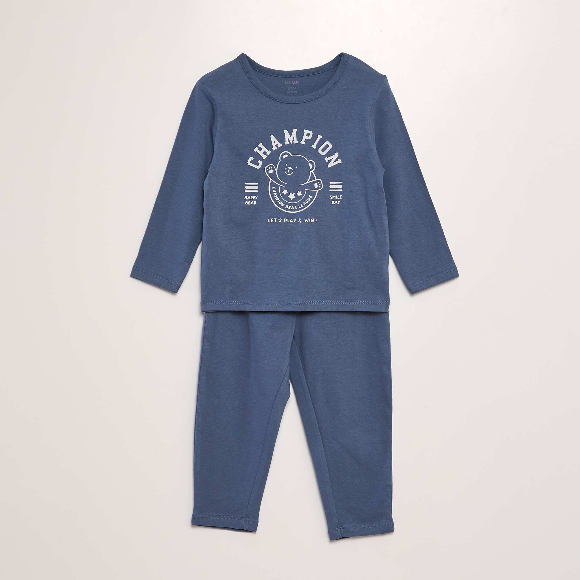 Pyjama long 2 pi ces imprim Bleu gris