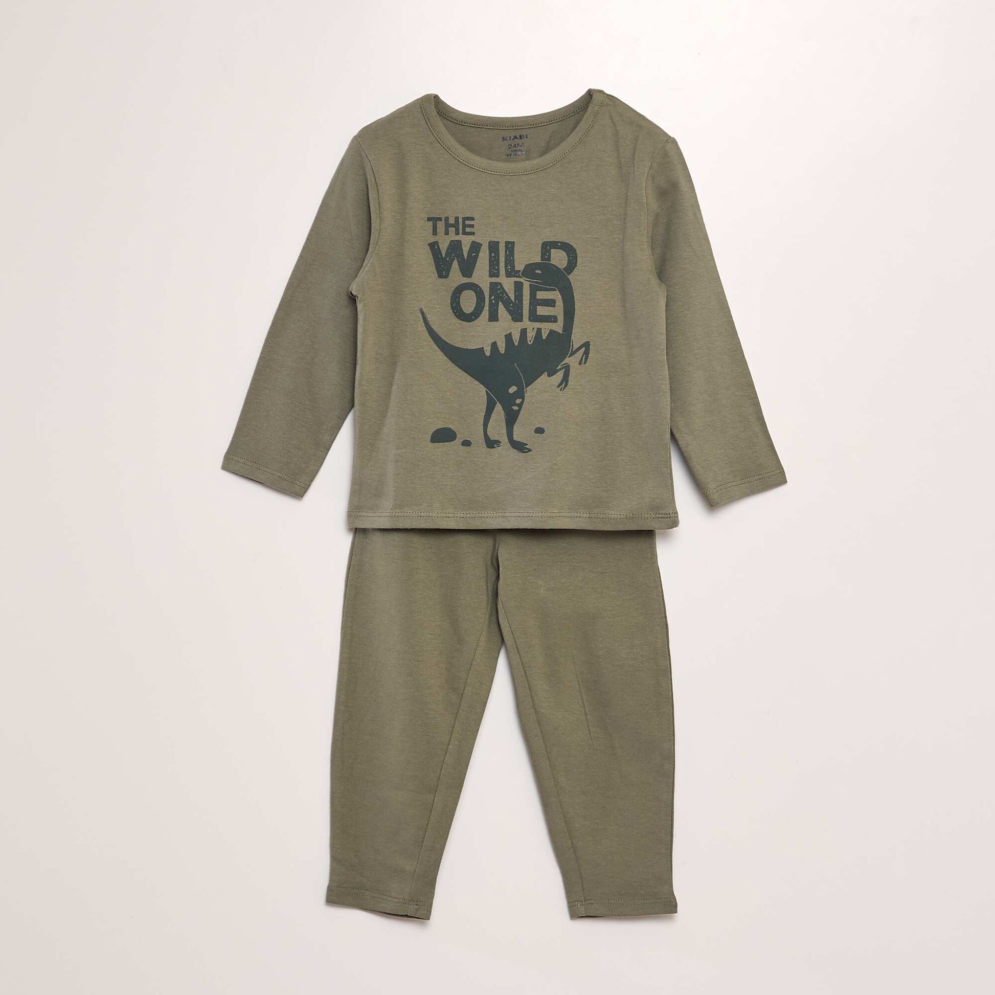 Pyjama long 2 pi ces imprim Kaki dinosaure