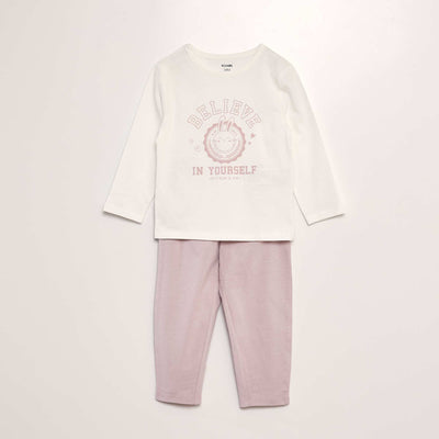 Pyjama long 2 pi ces imprim Blanc/rose lapin