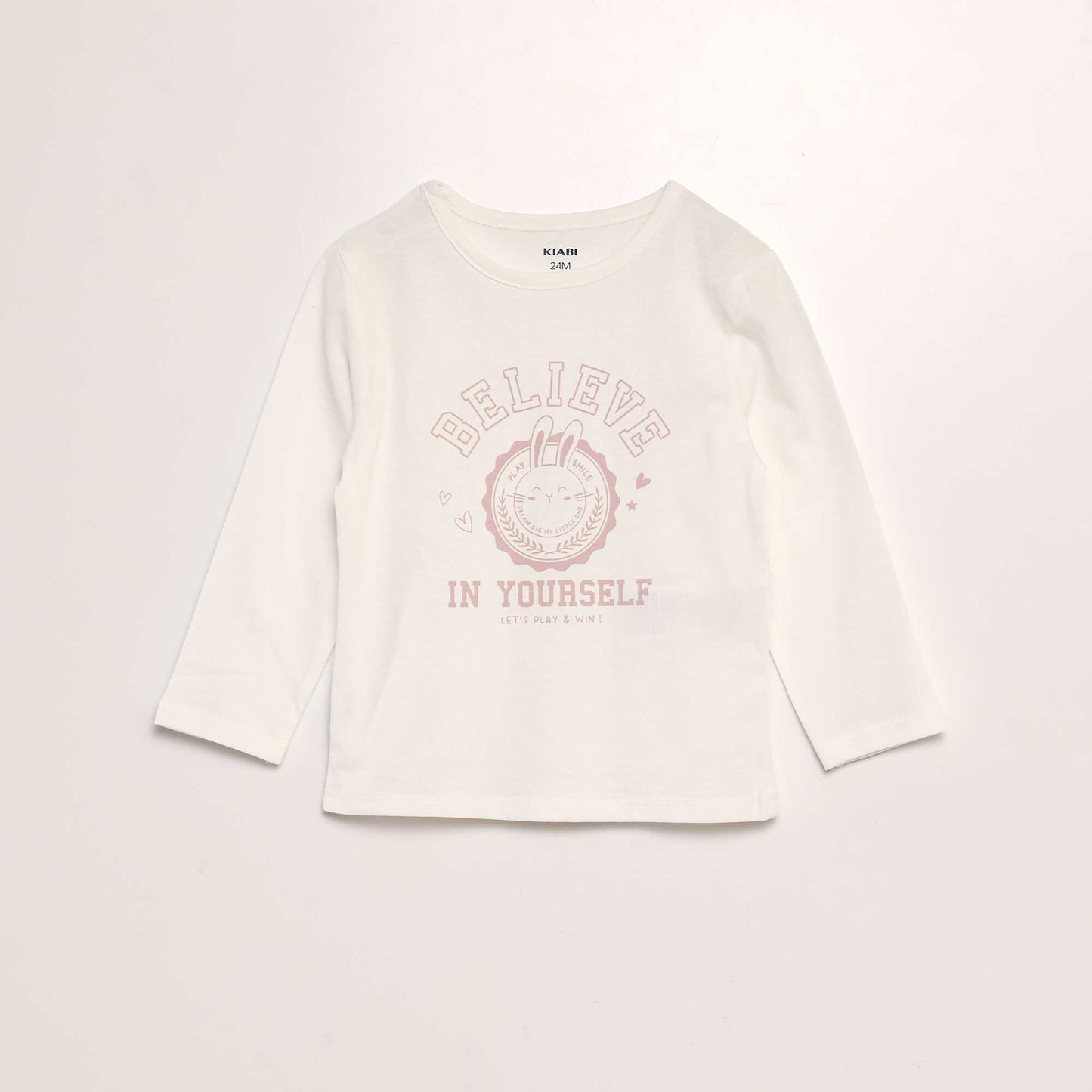 Pyjama long 2 pi ces imprim Blanc/rose lapin