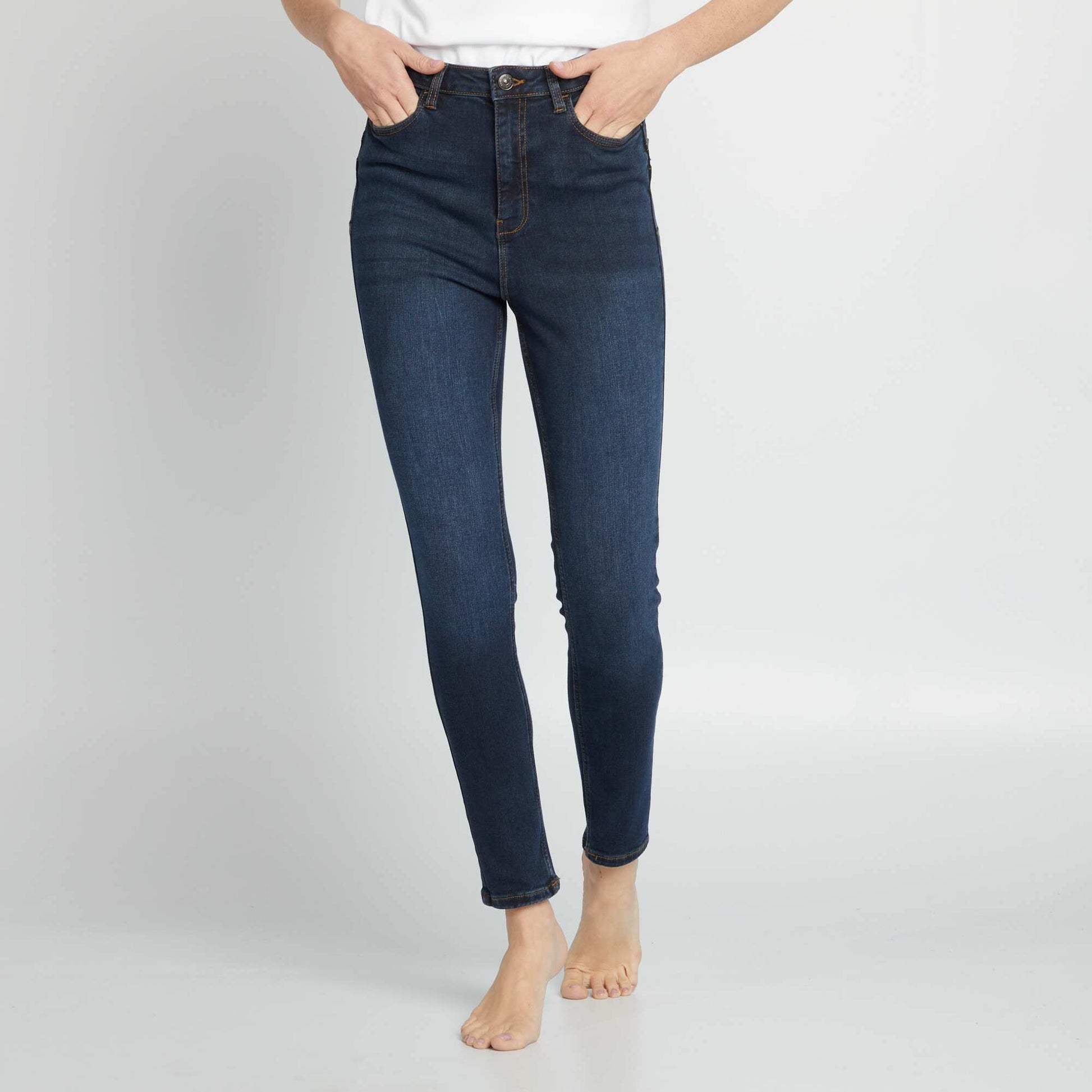 Jean skinny à taille haute - L32 BLEU FONCé