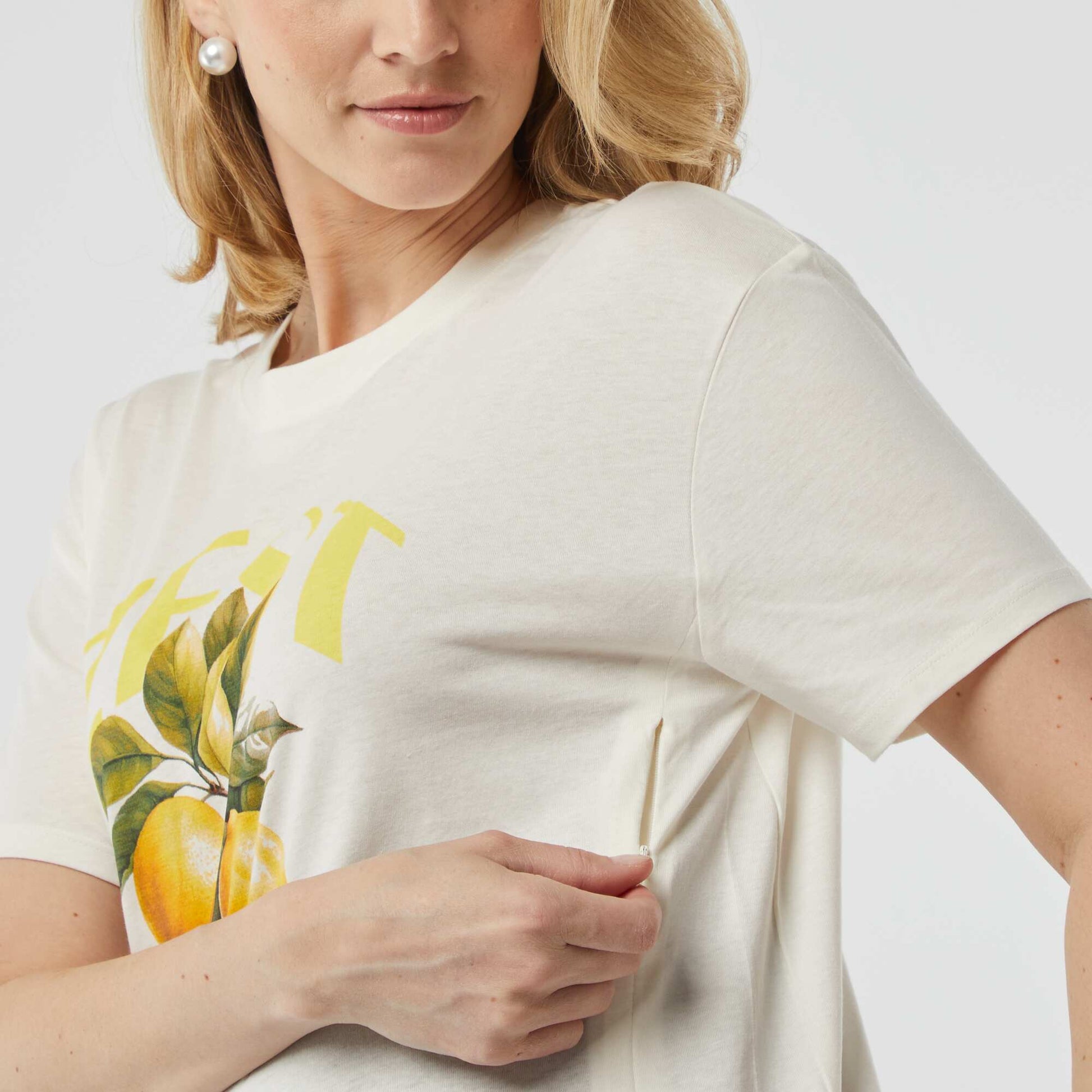 T-shirt d'allaitement avec imprimé BLANC