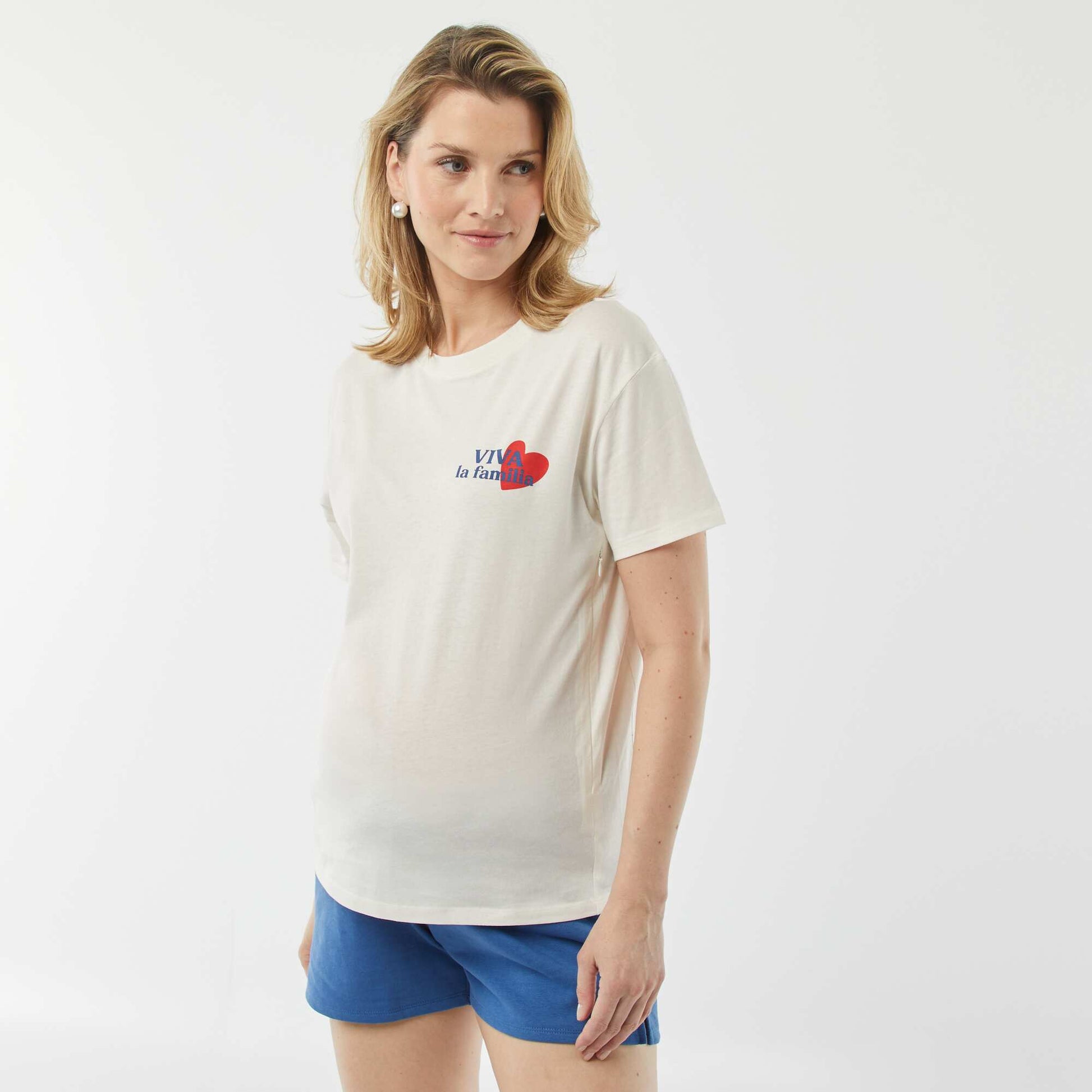 T-shirt d'allaitement avec imprimé BLANC