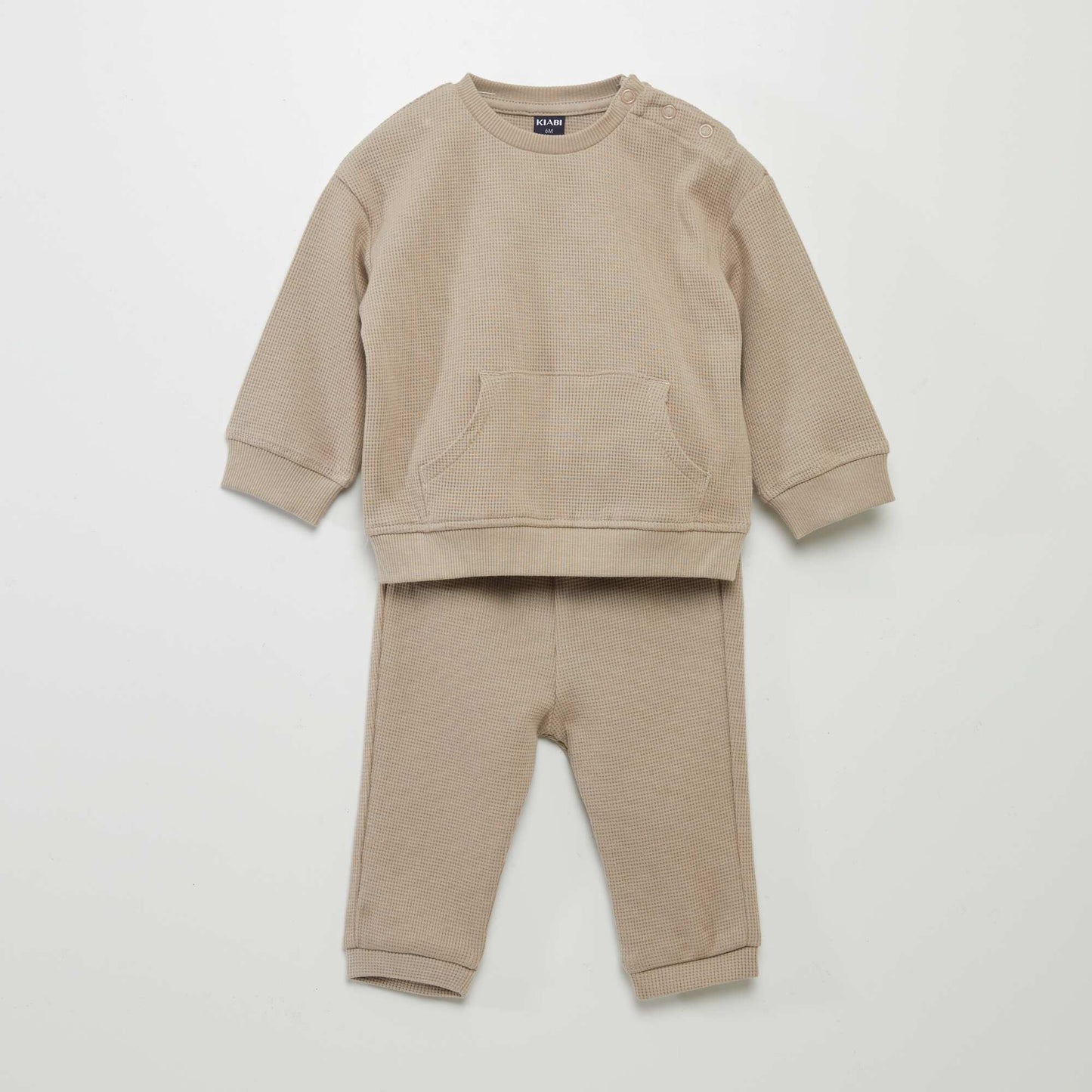 Ensemble sweat + pantalon en nid d'abeilles - 2 pi ces beige