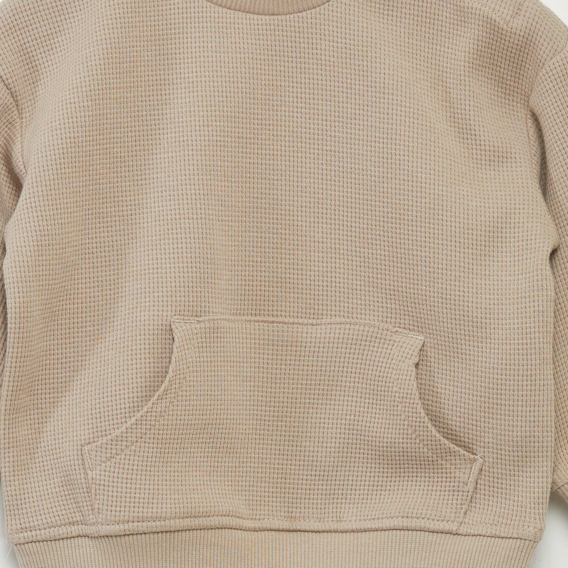 Ensemble sweat + pantalon en nid d'abeilles - 2 pi ces beige