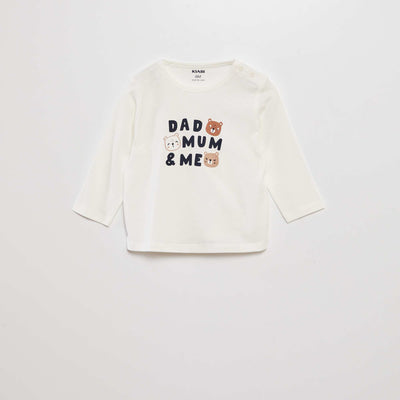T-shirt manches longues imprim plac Blanc famille