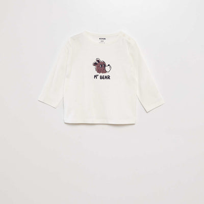 T-shirt manches longues imprim plac Blanc bear