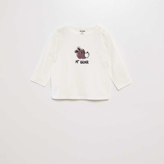 T-shirt manches longues   imprim  plac  Blanc bear