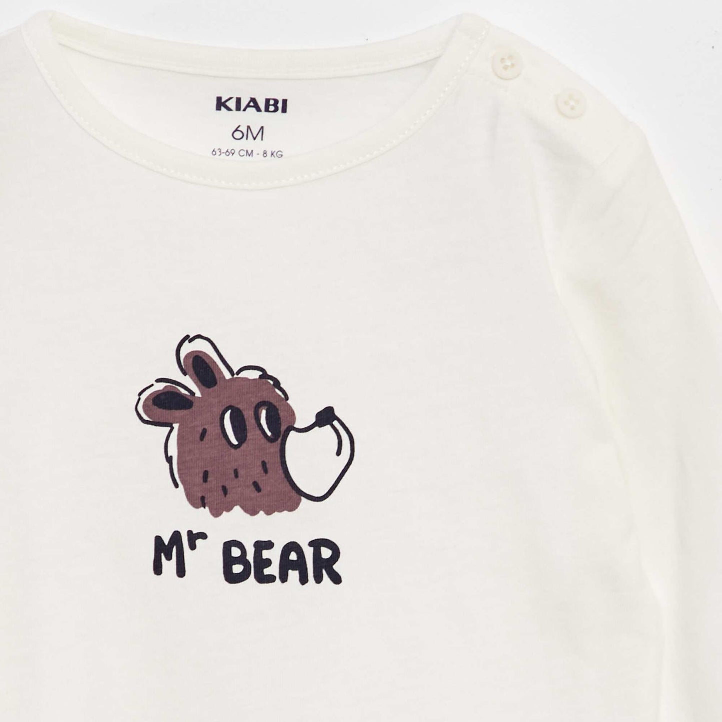 T-shirt manches longues   imprim  plac  Blanc bear