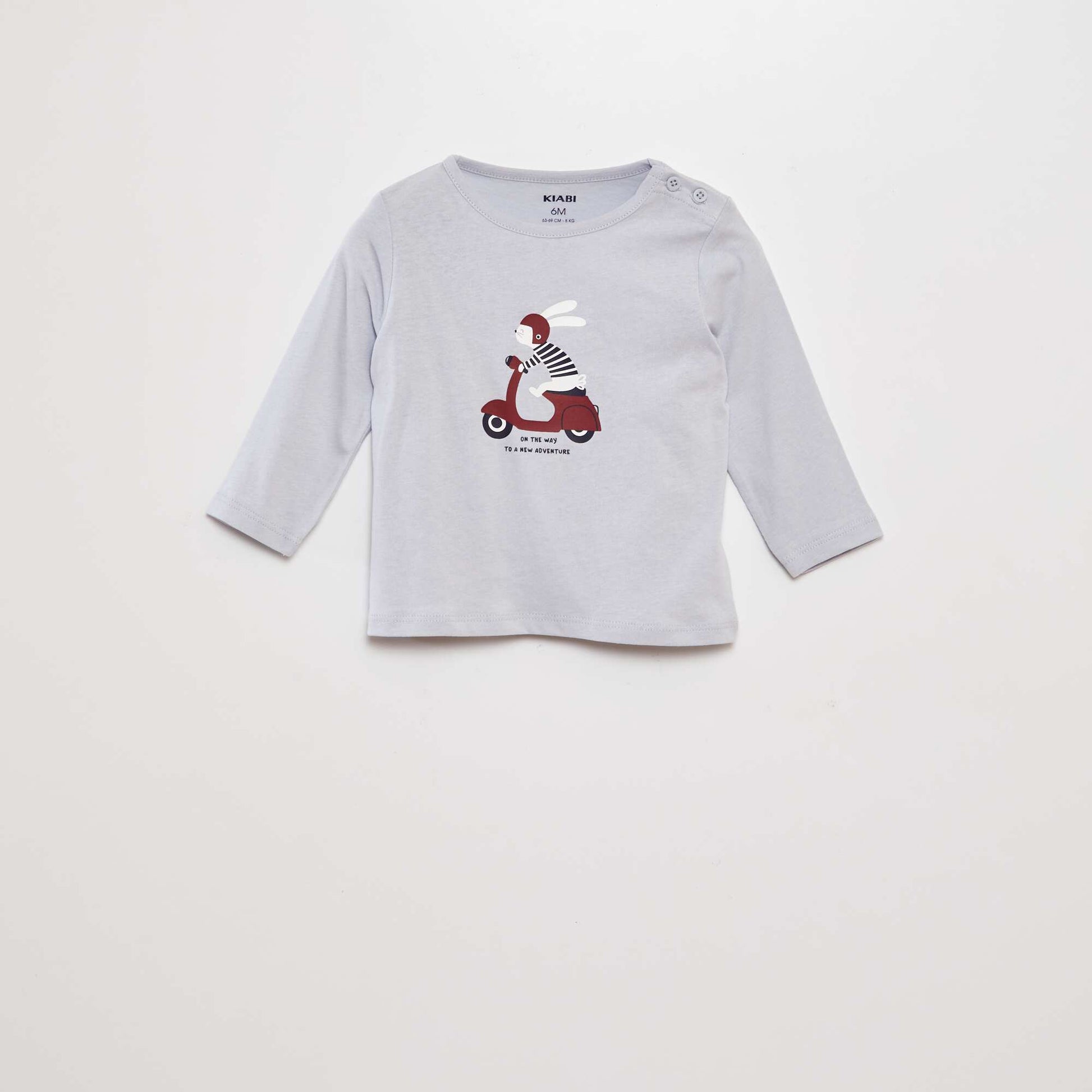T-shirt manches longues imprim plac Bleu scoot