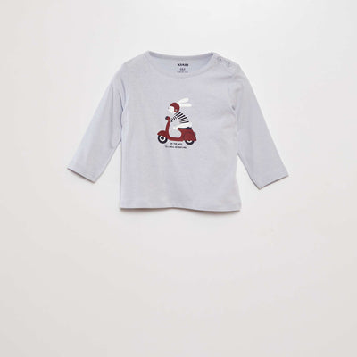T-shirt manches longues imprim plac Bleu scoot