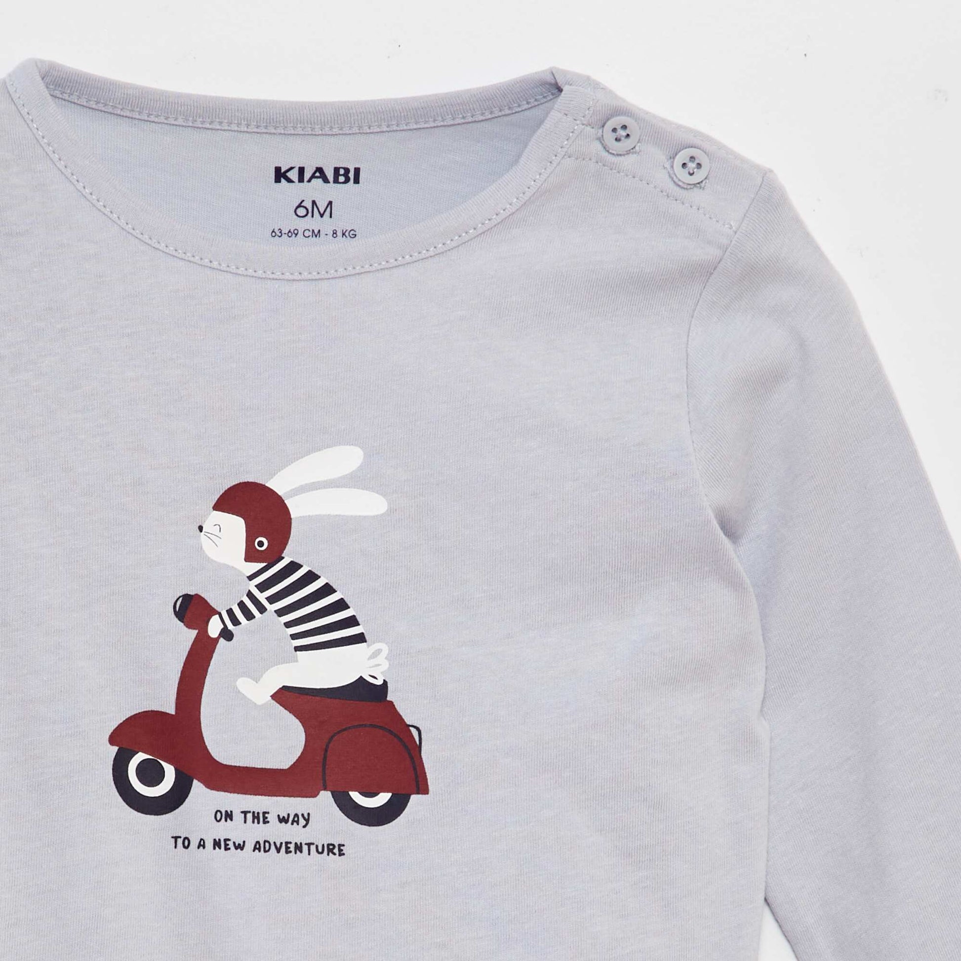 T-shirt manches longues imprim plac Bleu scoot