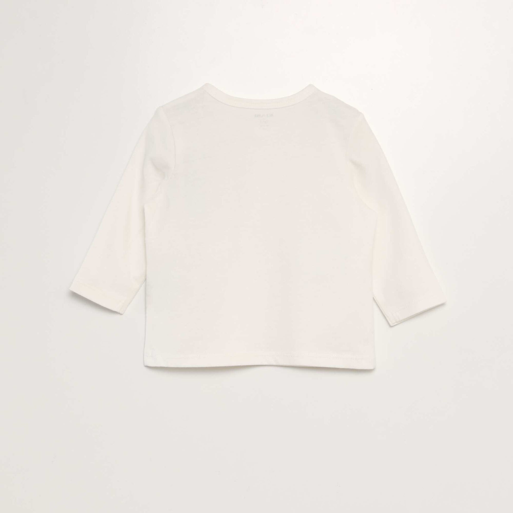 T-shirt manches longues col tunisien blanc
