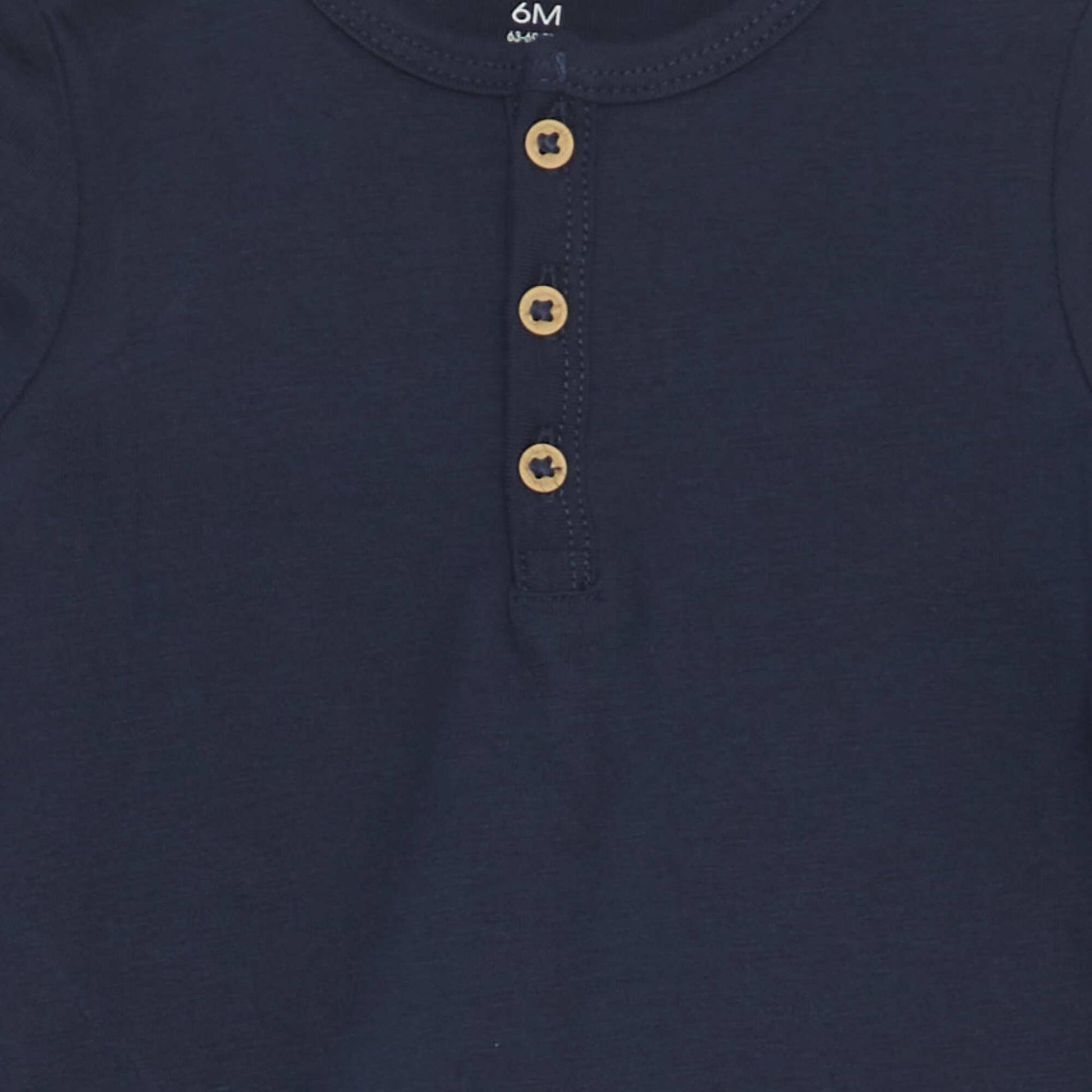 T-shirt manches longues col tunisien Noir