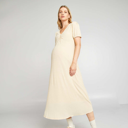 Robe longue imprim grossesse Ecru