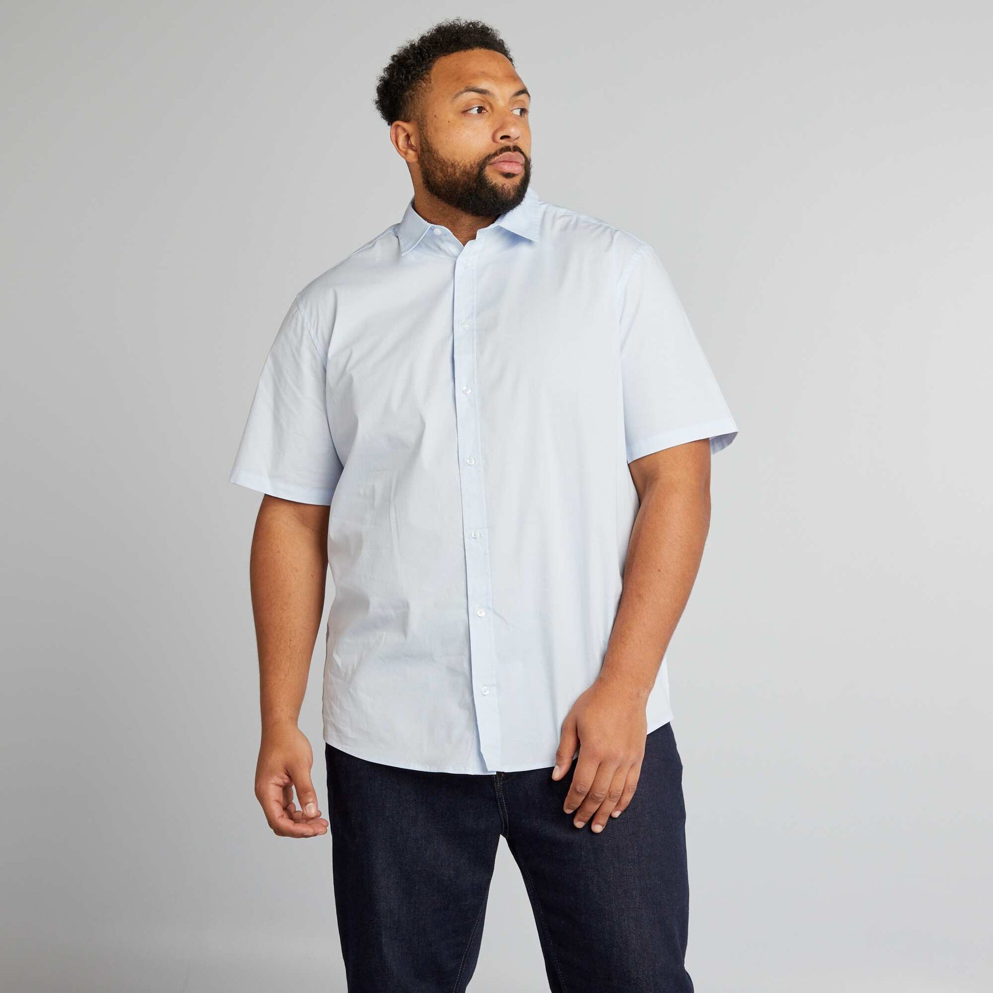 Chemise droite manches courtes Bleu