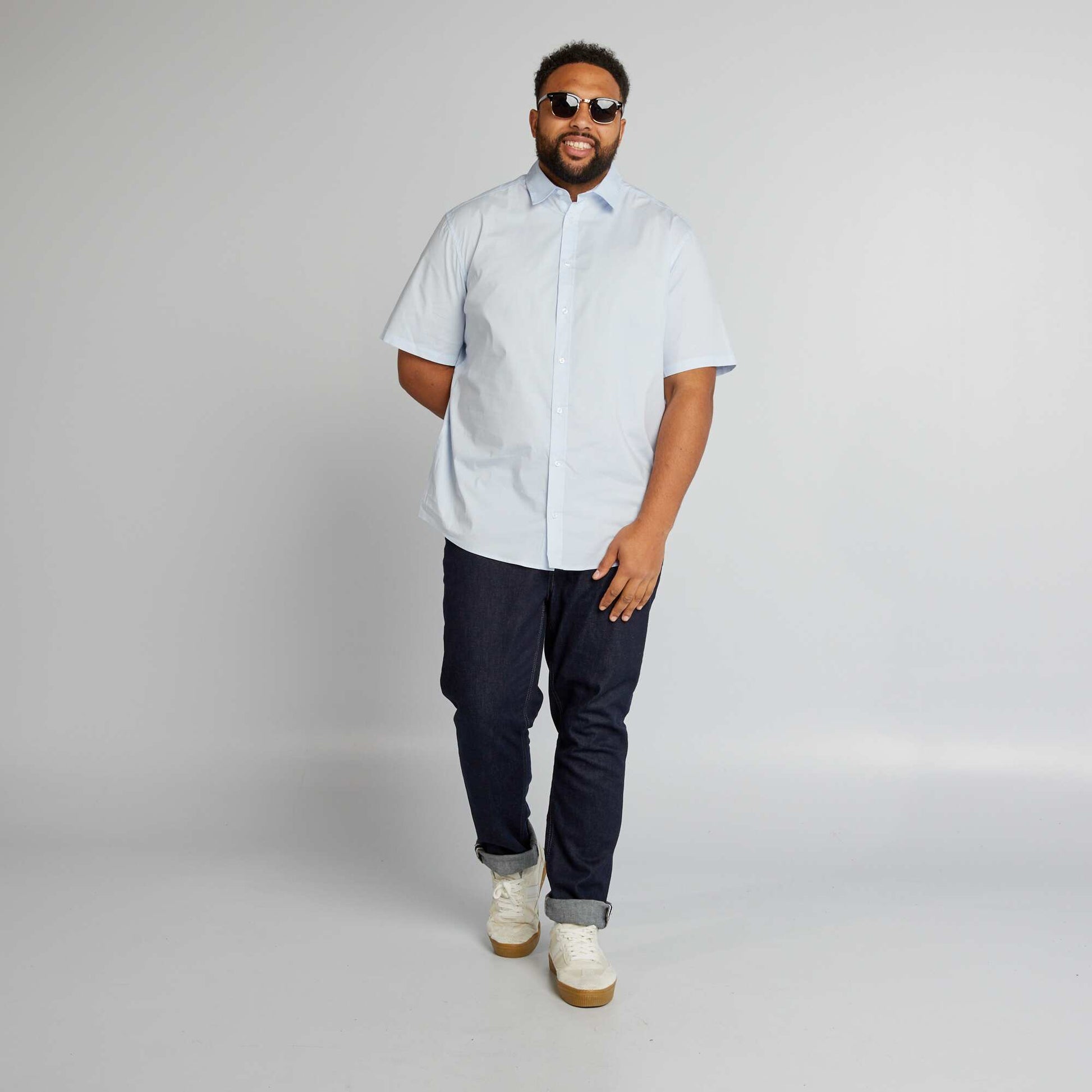 Chemise droite manches courtes Bleu