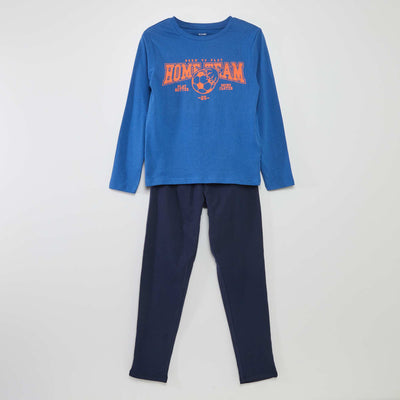 Pyjama long en jersey avec imprim - 2 pi ces Bleu marine/bleu