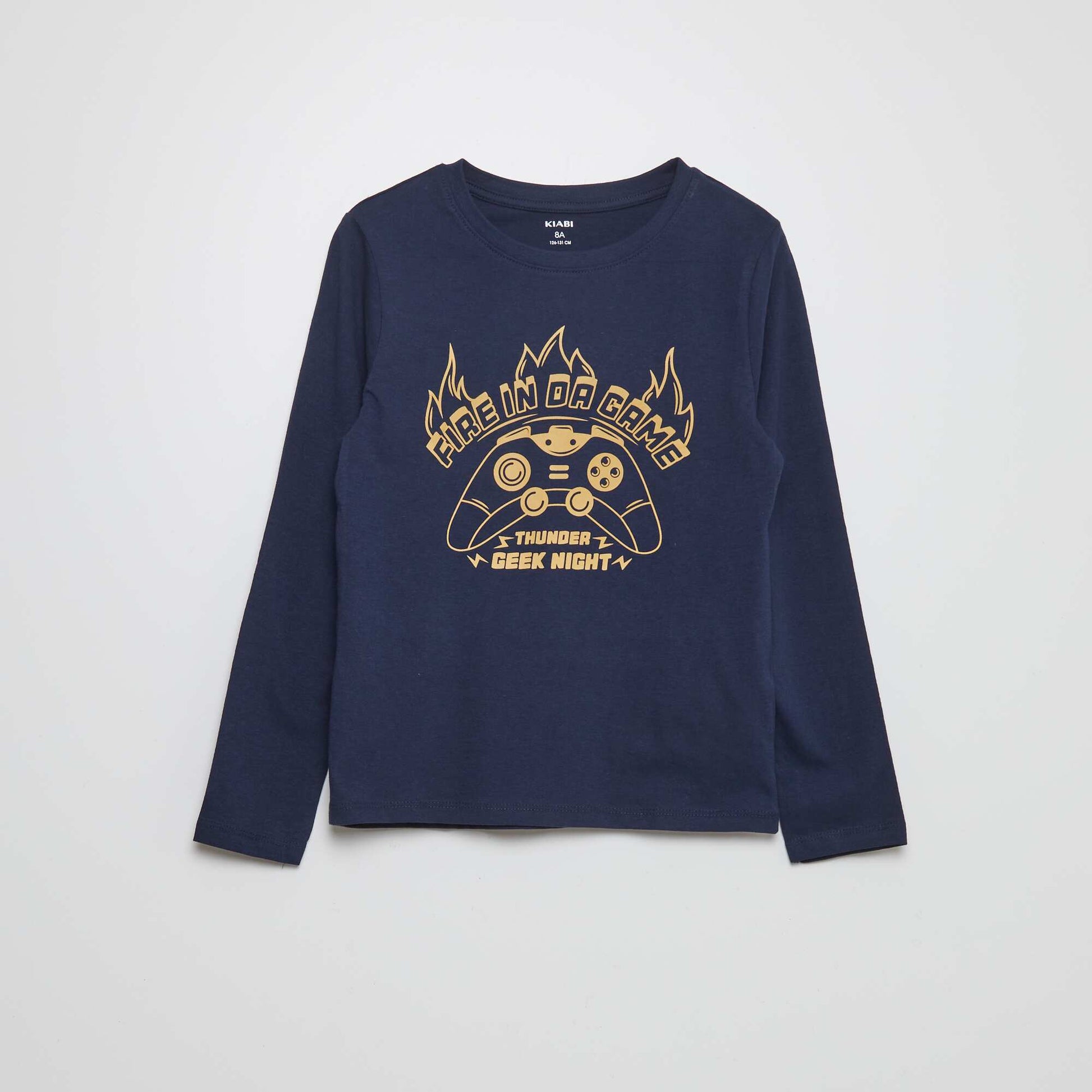 Pyjama long en jersey avec imprim - 2 pi ces Bleu marine fonc
