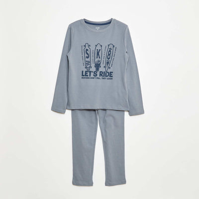 Pyjama long en jersey avec imprimé - 2 pièces BLEU