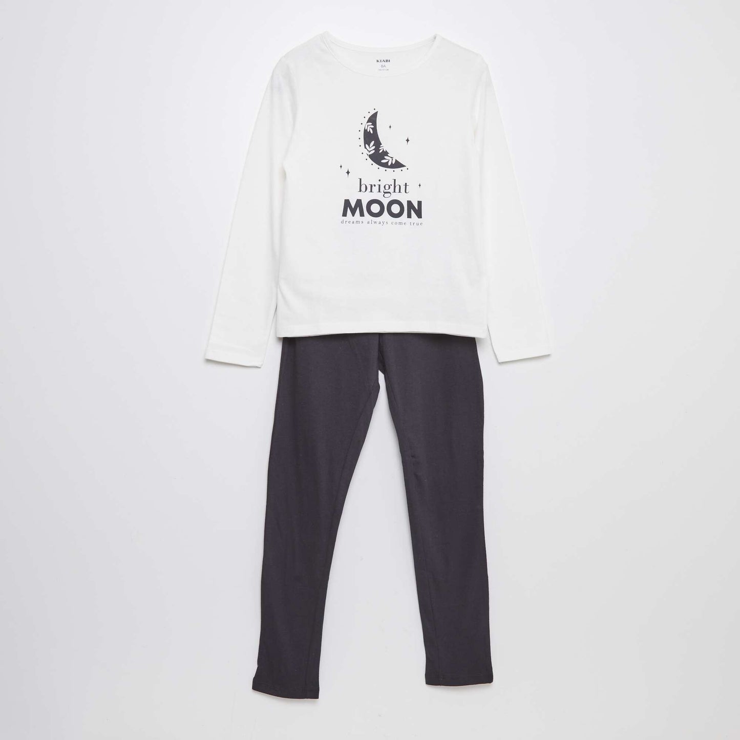 Ensemble pyjama t-shirt + pantalon - 2 pi ces Blanc/gris fonc