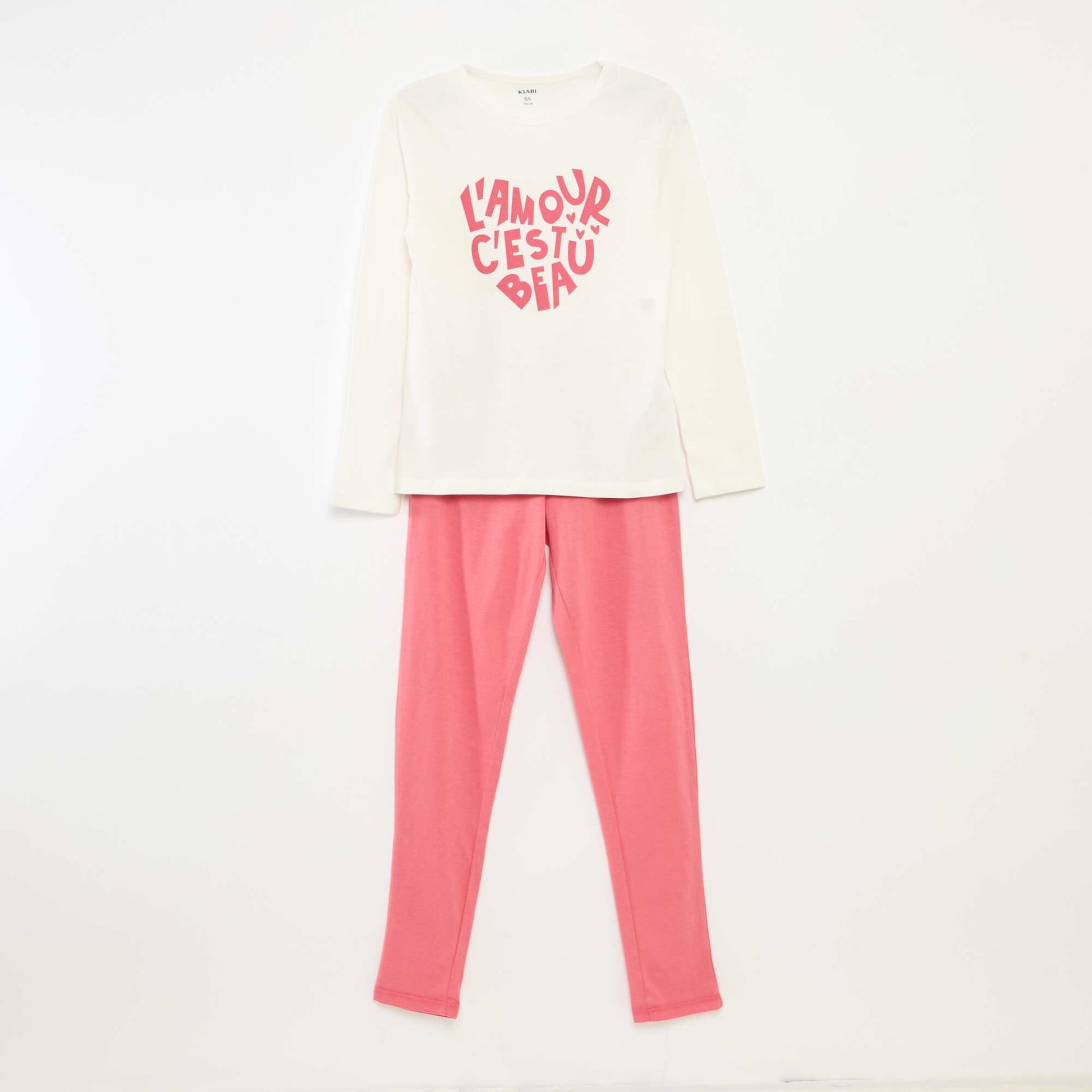 Ensemble pyjama t-shirt + pantalon - 2 pièces BLANC