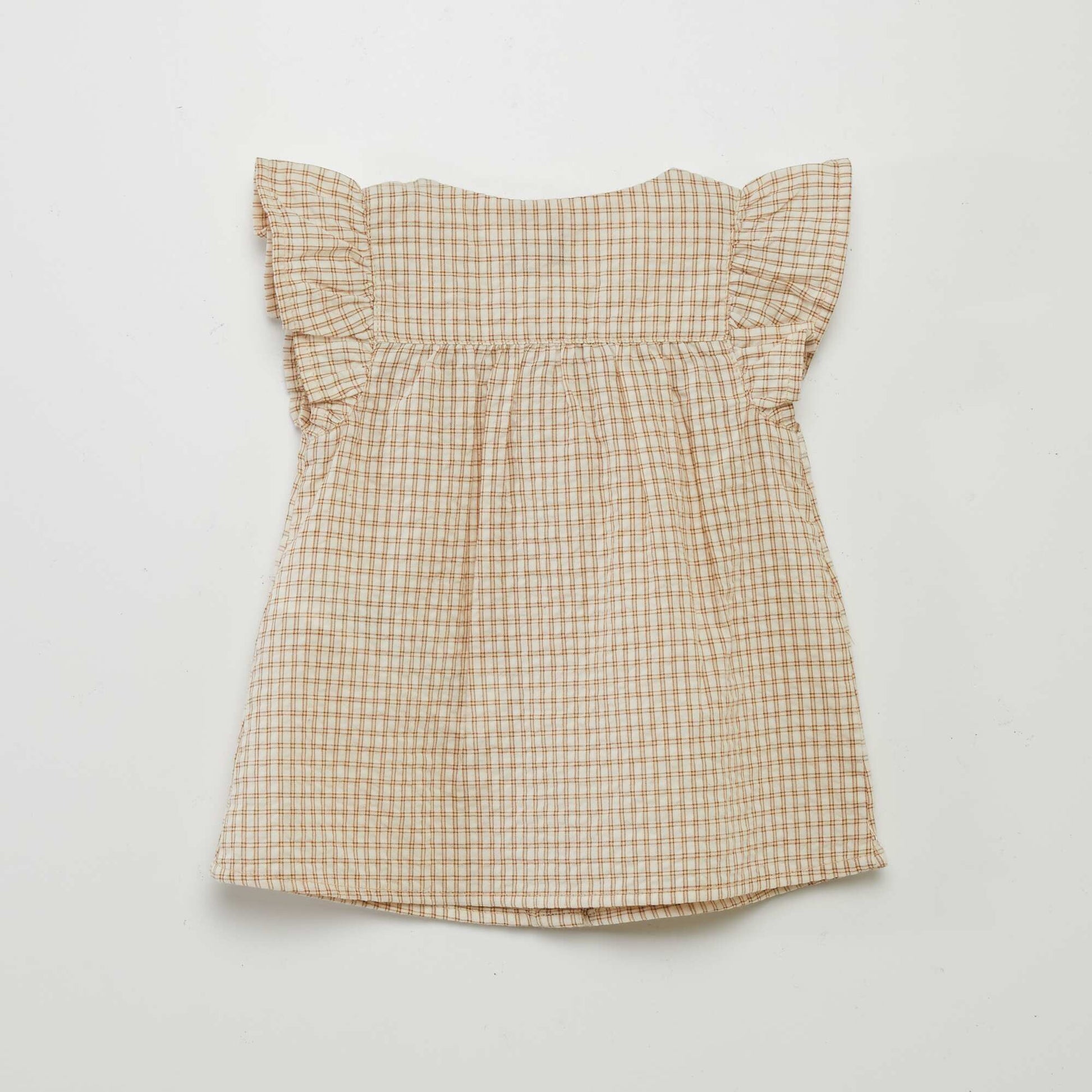 Blouse carreaux style vichy Beige