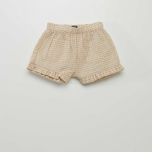 Short   carreaux style vichy Beige