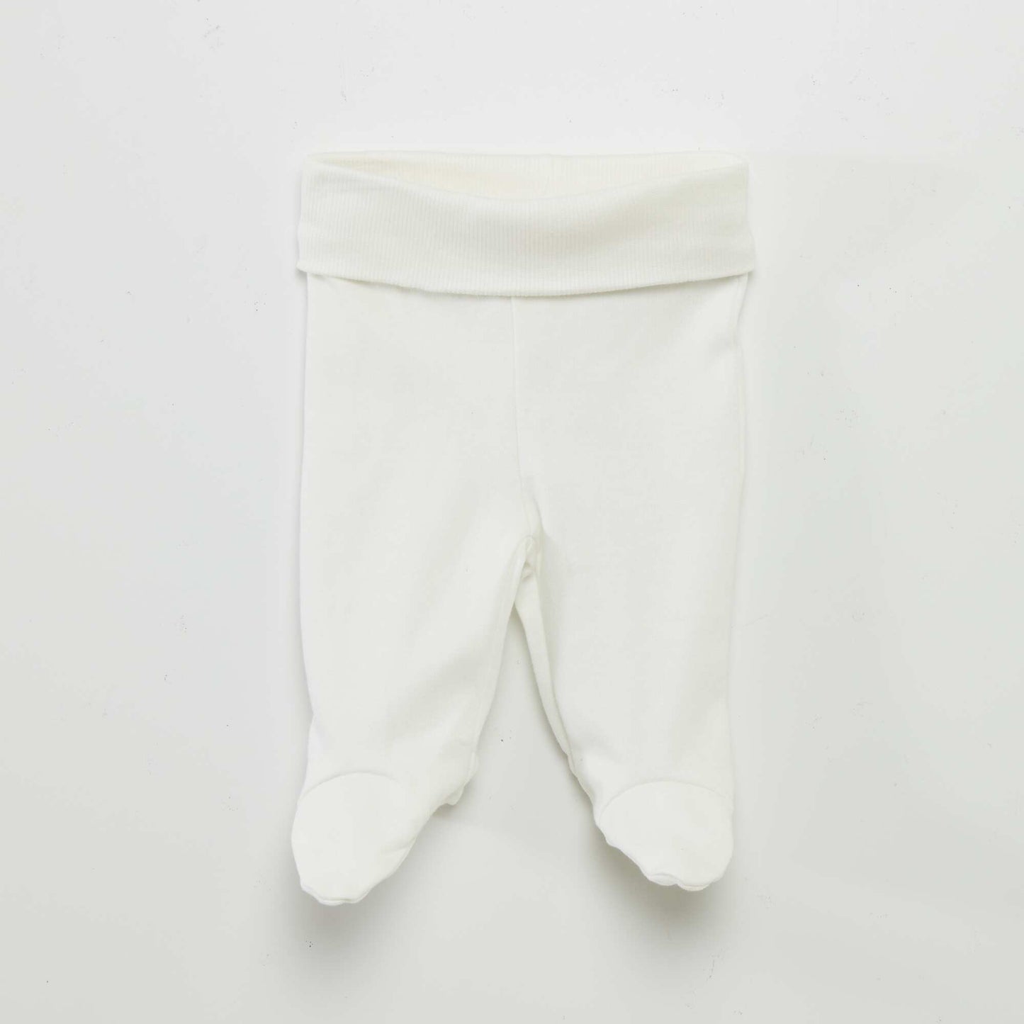 Ensemble body + pantalon avec pieds + bonnet Blanc 'feuille'