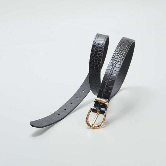 Ceinture basique effet croco Noir