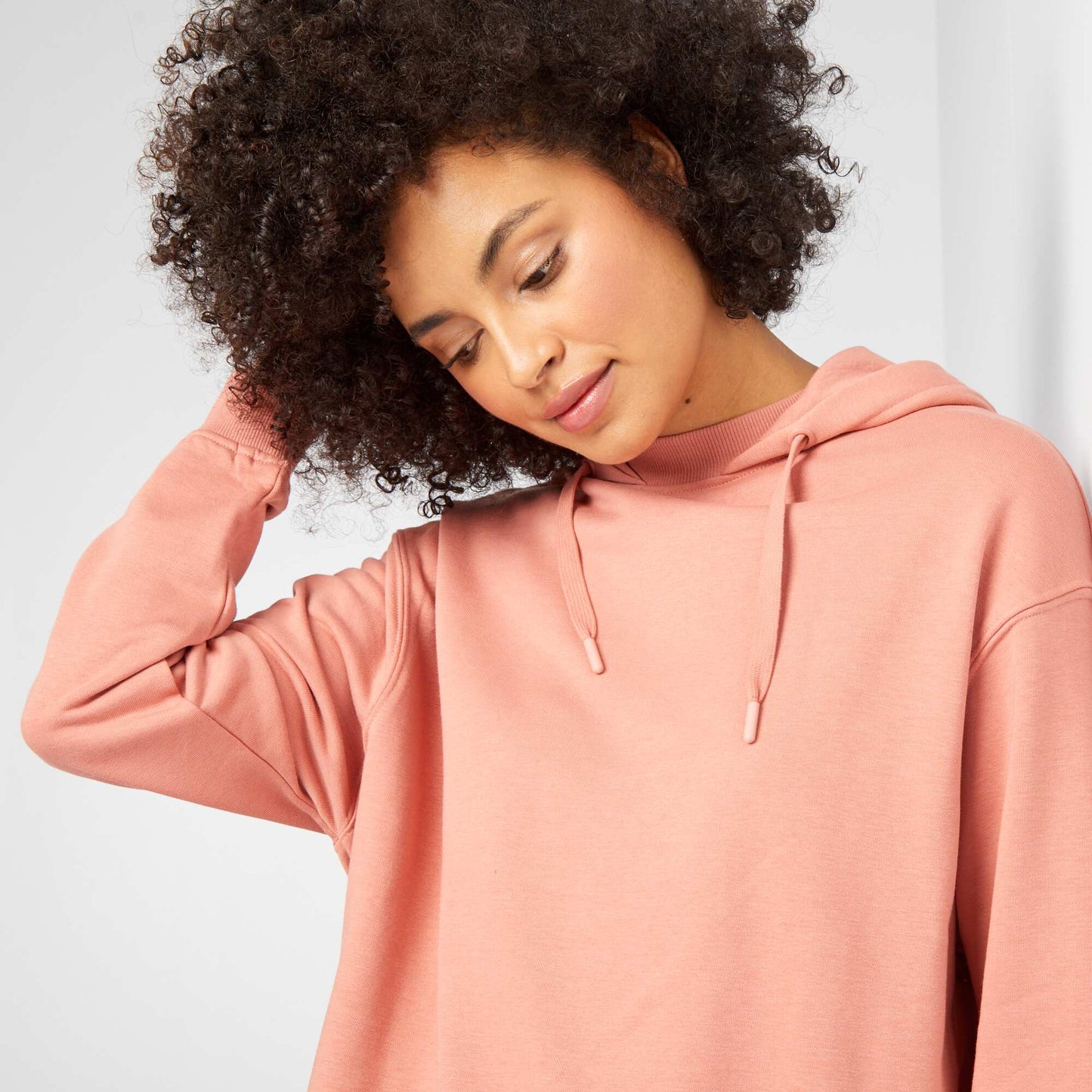 Sweat   capuche   coupe longue Rose