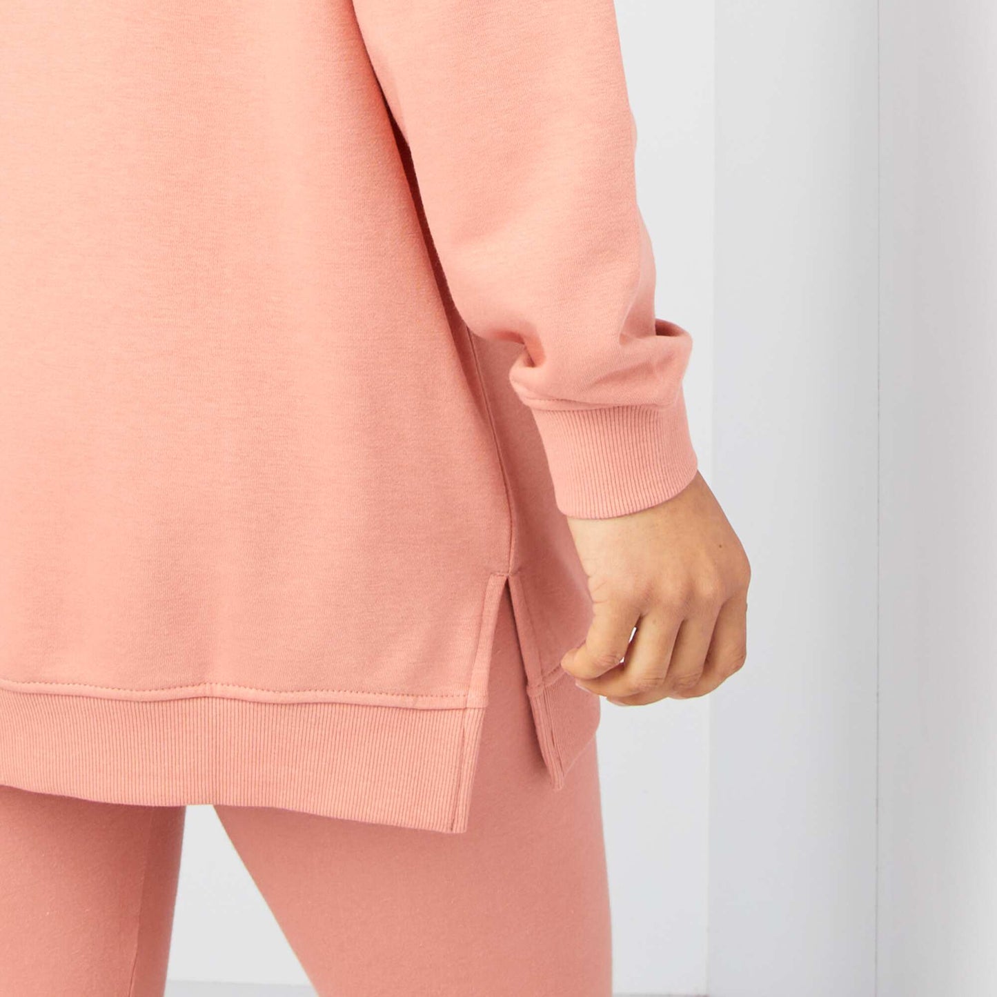 Sweat   capuche   coupe longue Rose