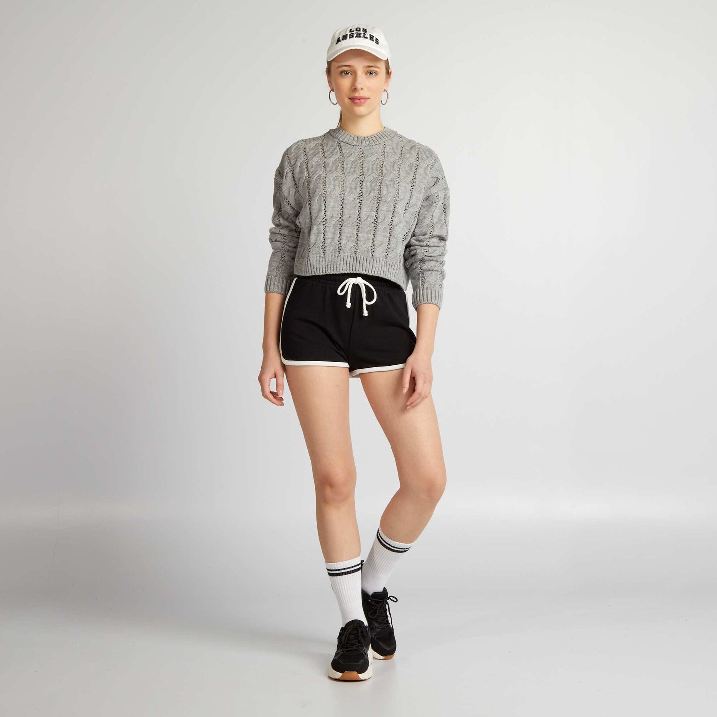 Pull cropped torsad Gris