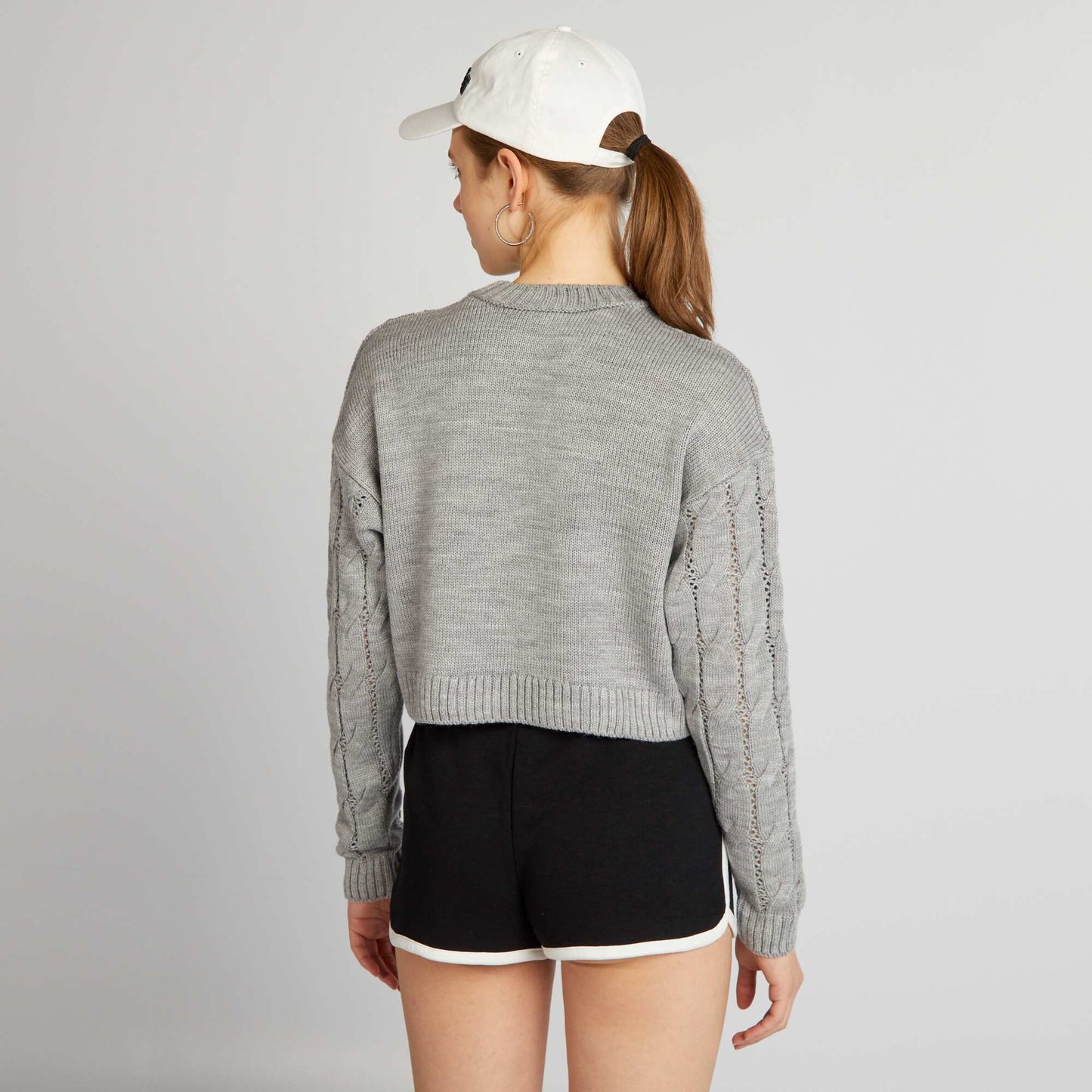 Pull cropped torsad Gris