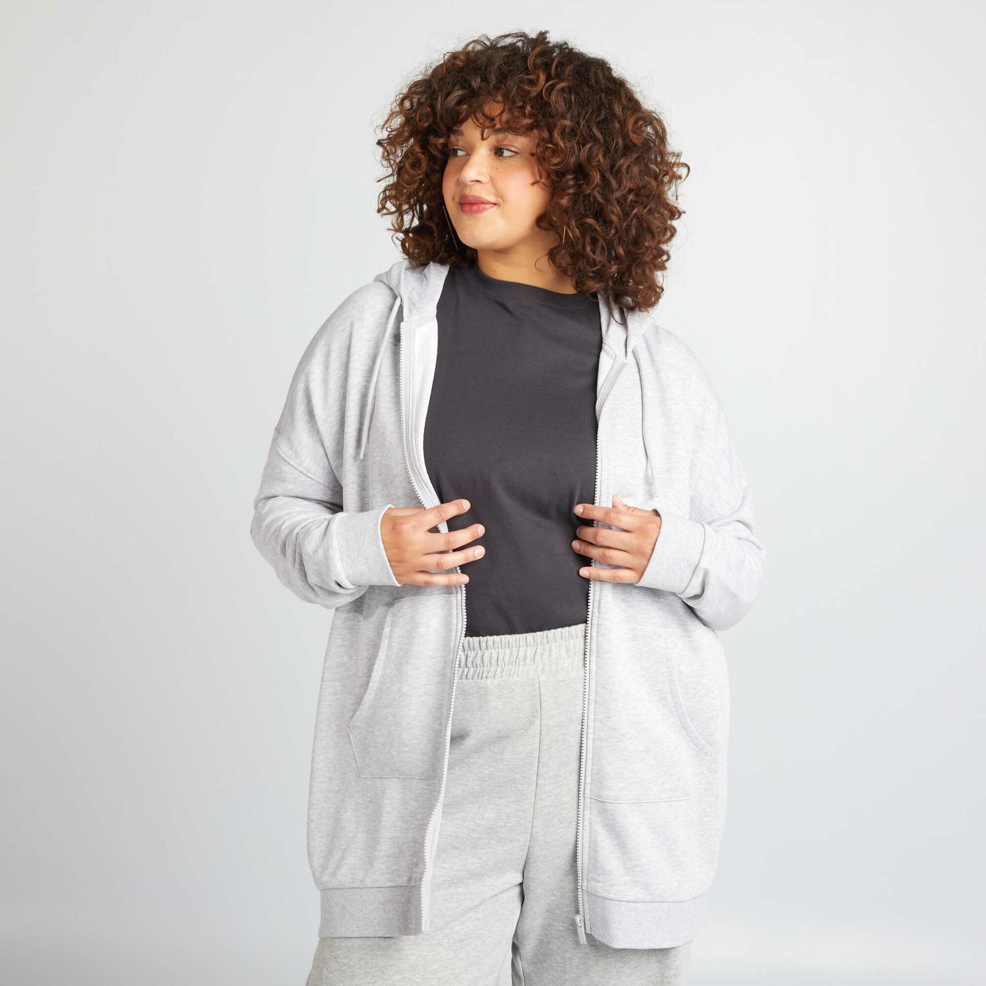 Sweat capuche zipp Gris