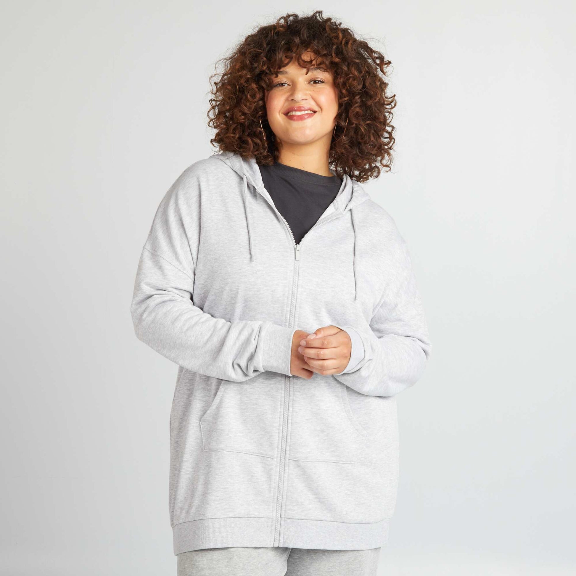 Sweat capuche zipp Gris