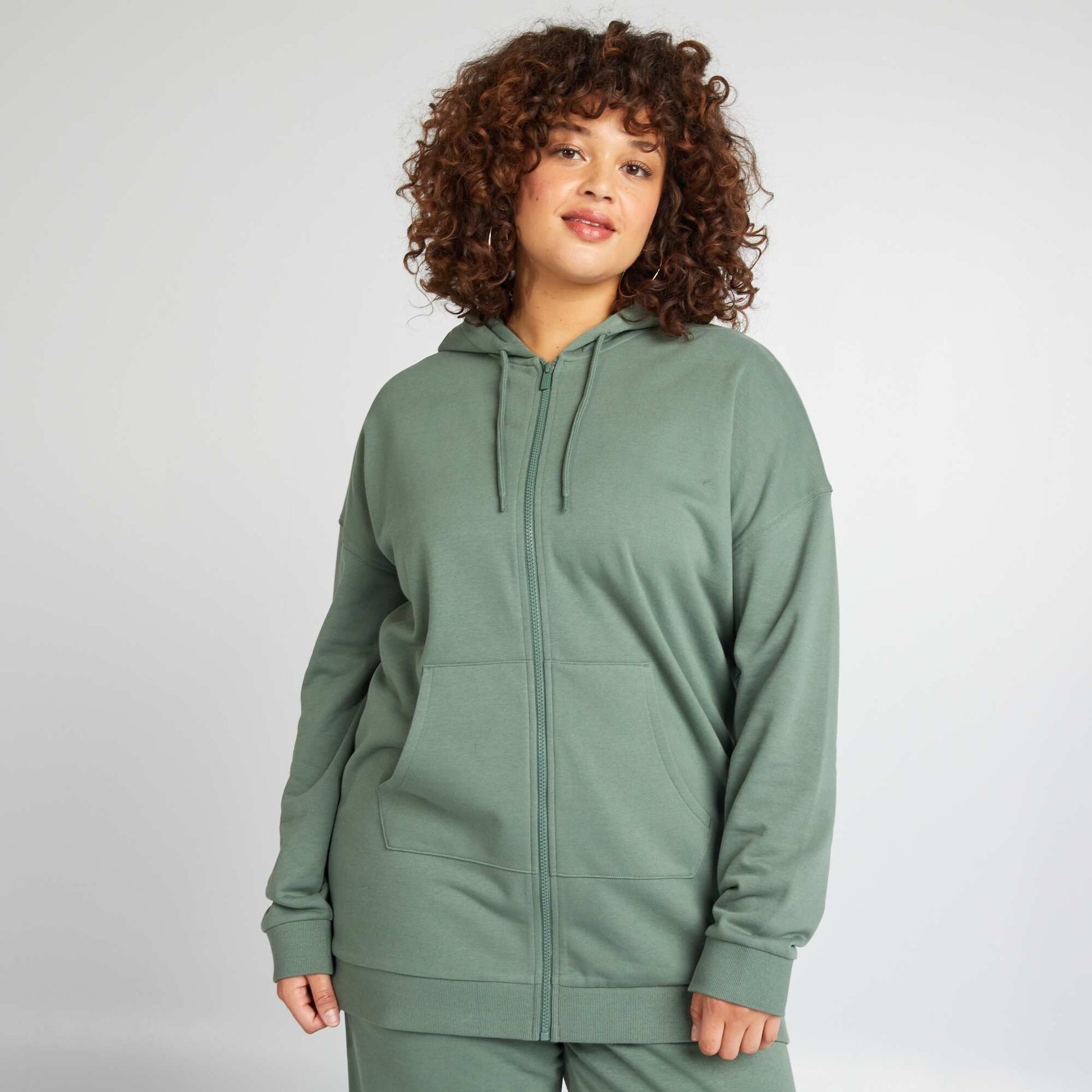 Sweat capuche zipp Vert