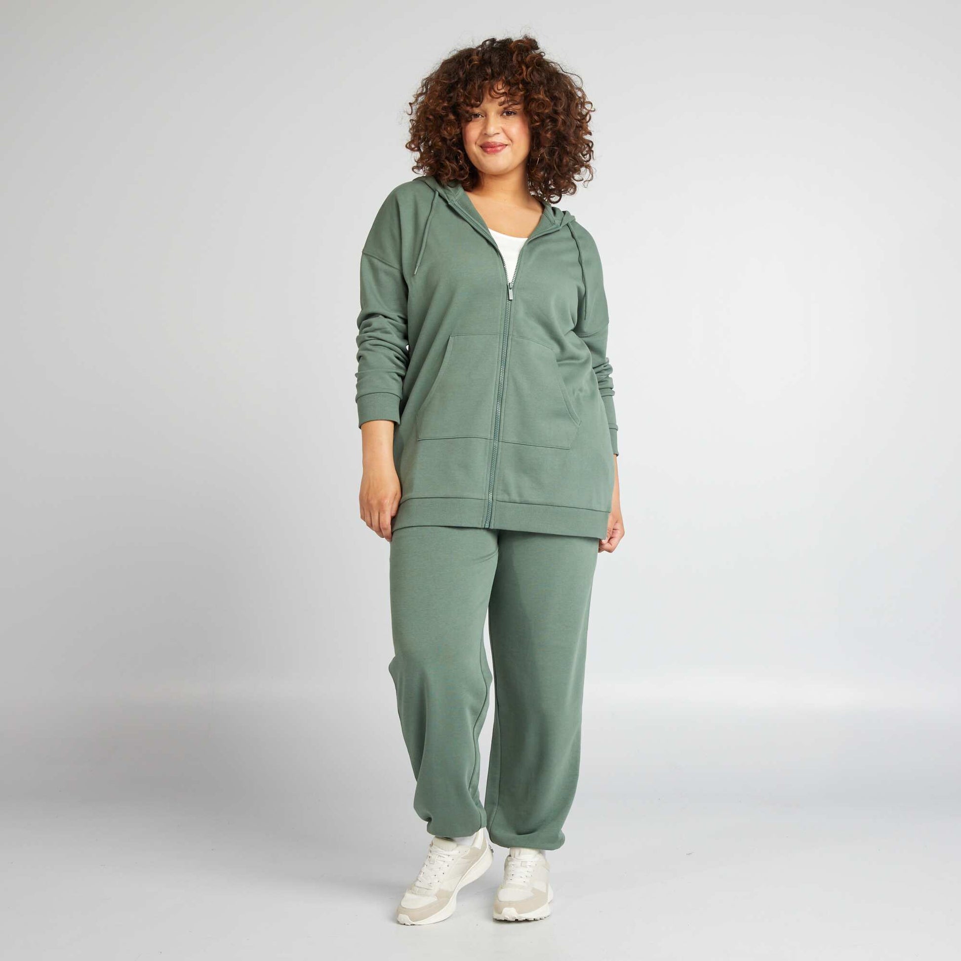 Sweat capuche zipp Vert
