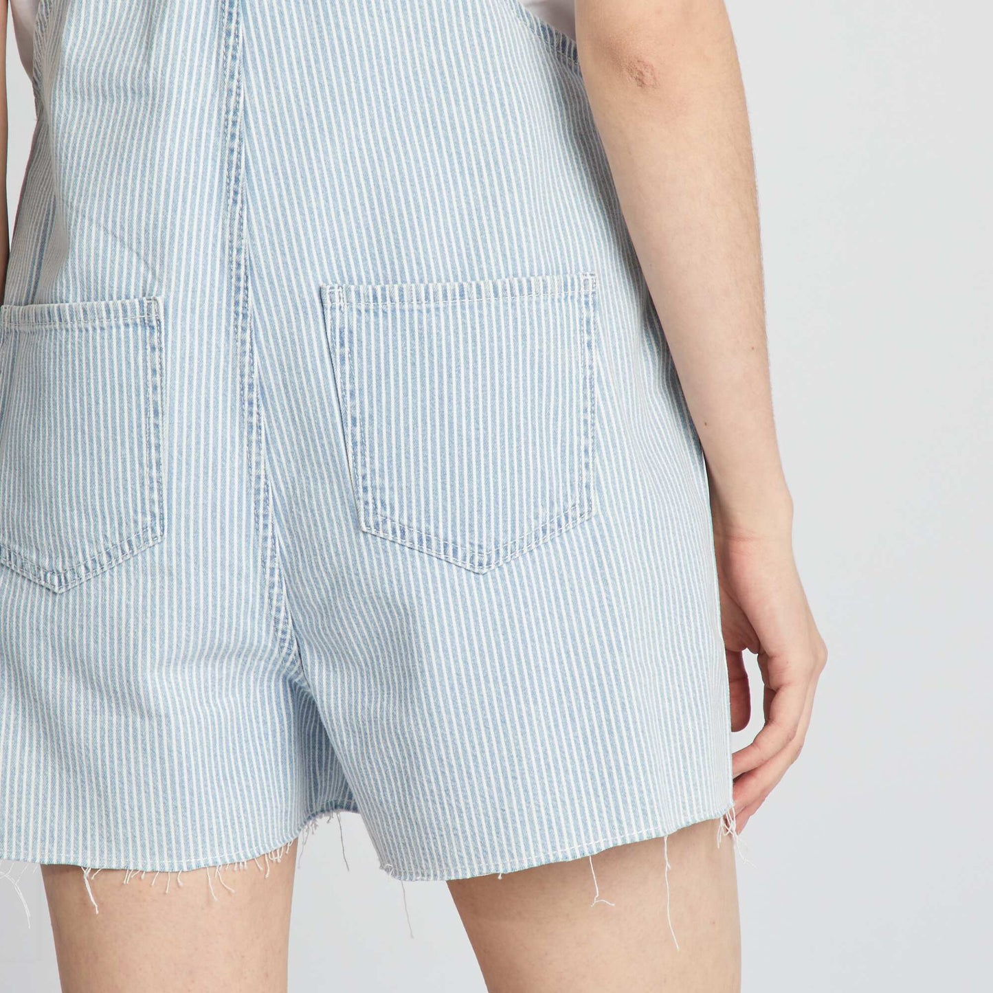 Salopette short en jean rayures Bleu