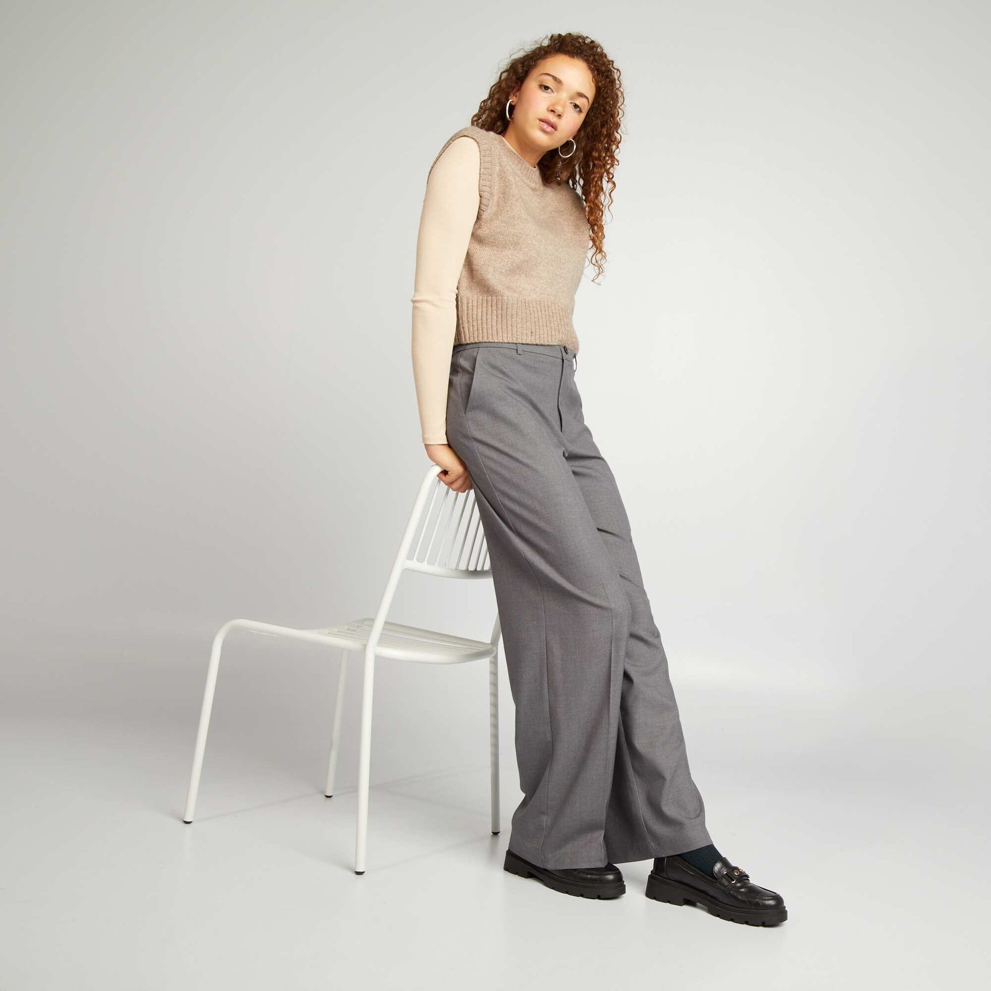 Pantalon large ray Gris